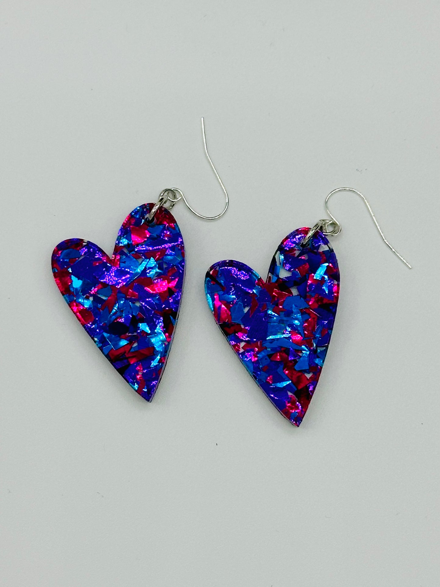 Rave Party Confetti Heart Earrings