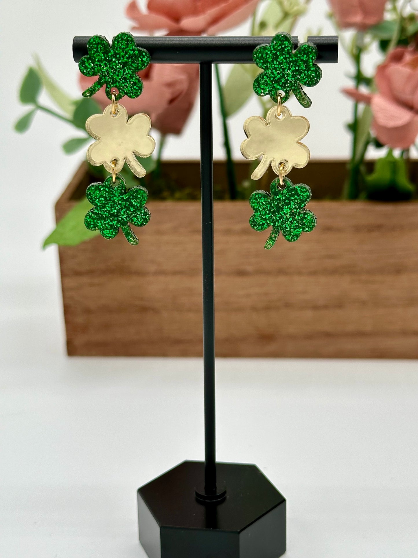Dual Tone Shamrock Earrings