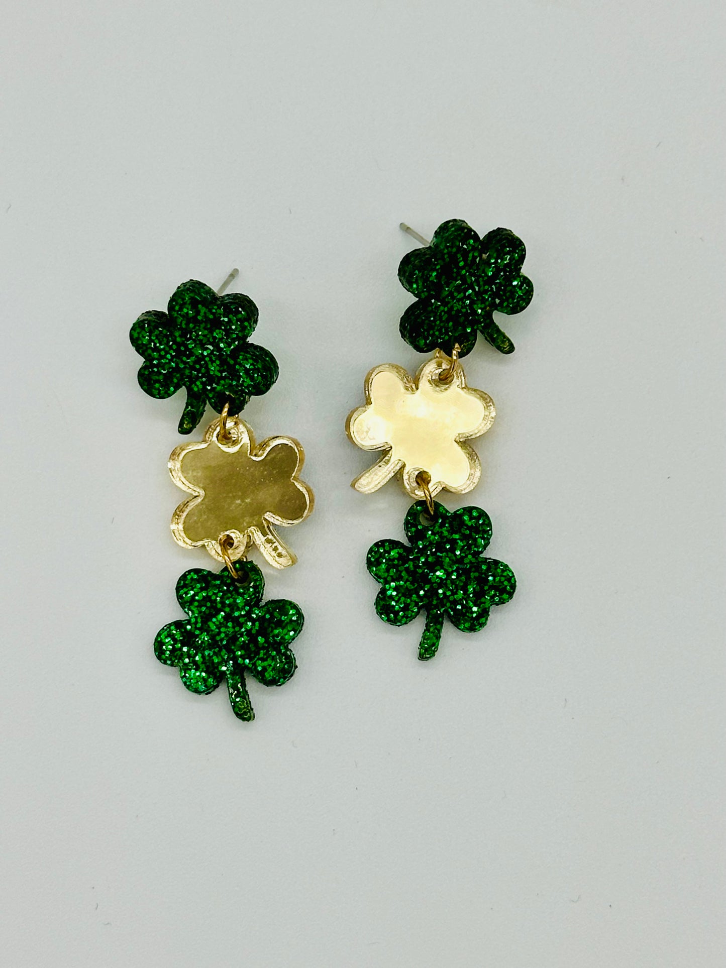 Dual Tone Shamrock Earrings