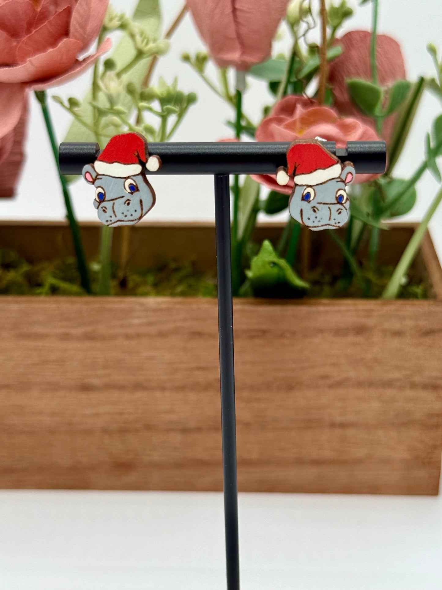 Christmas Hippo Stud Earrings