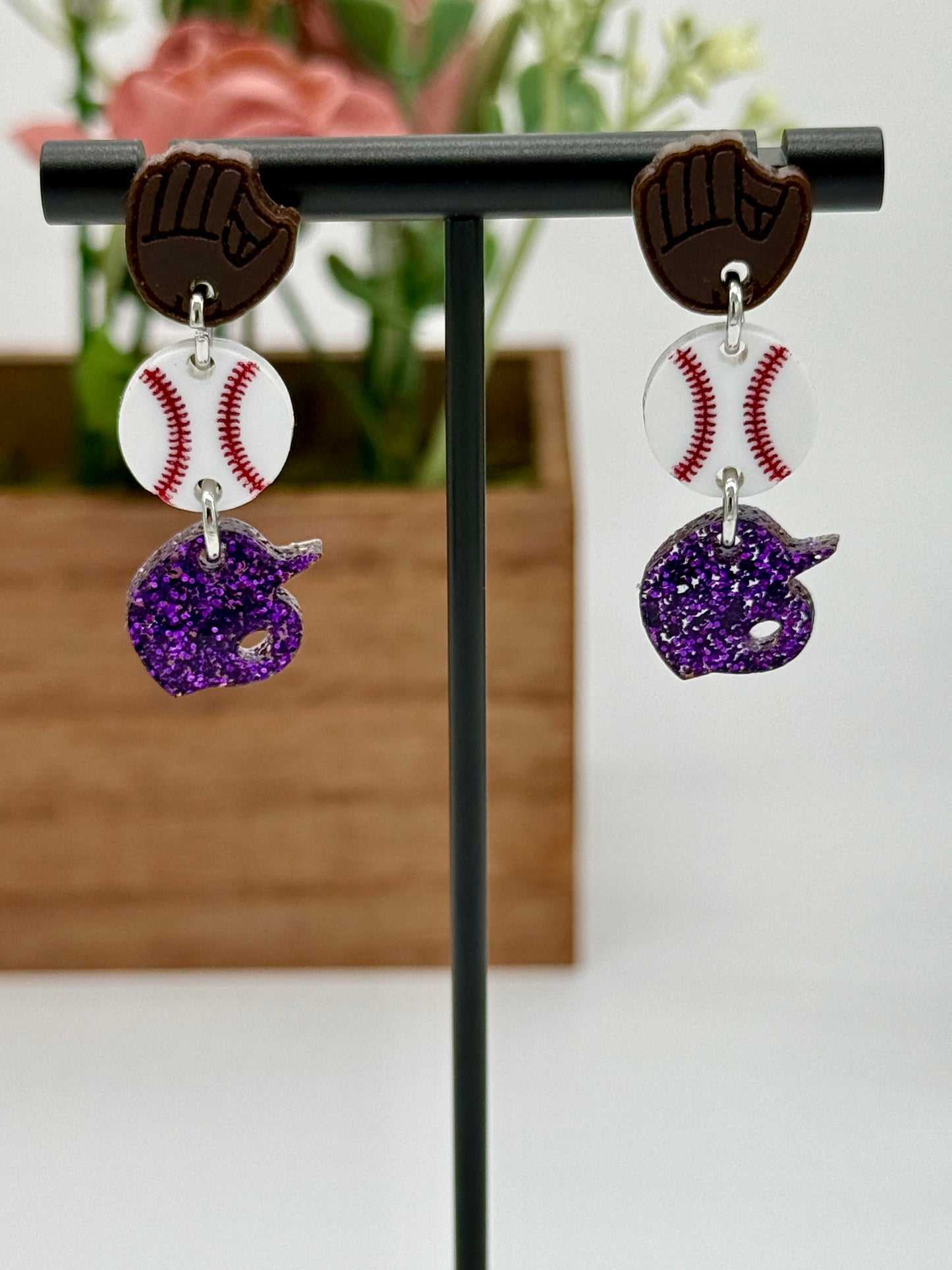 Custom Baseball Dangle Earrings