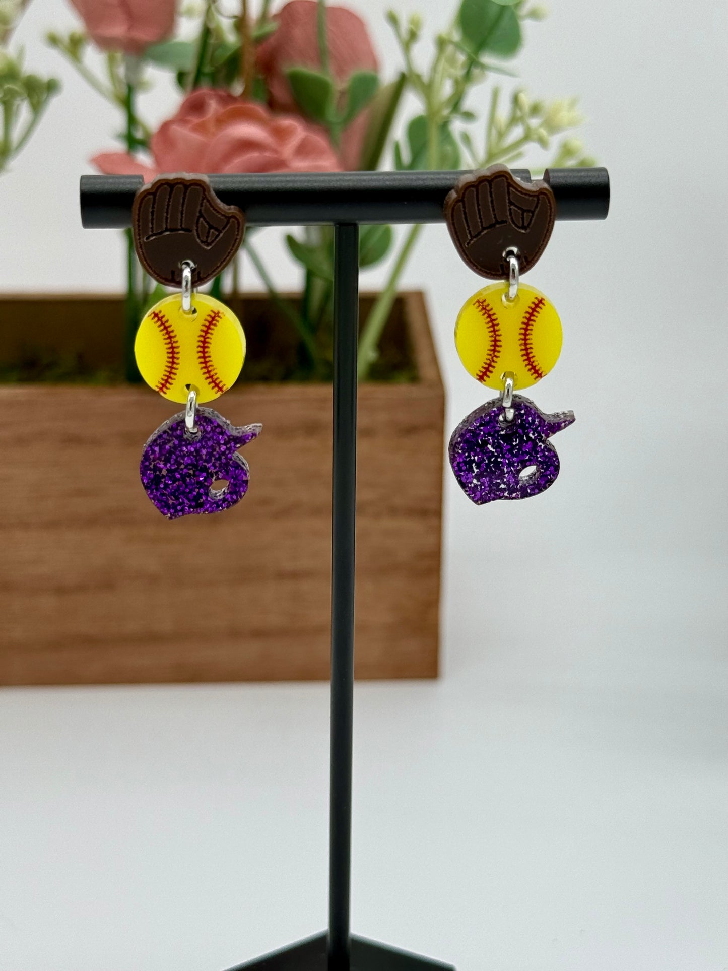 Custom Softball Dangle Earrings