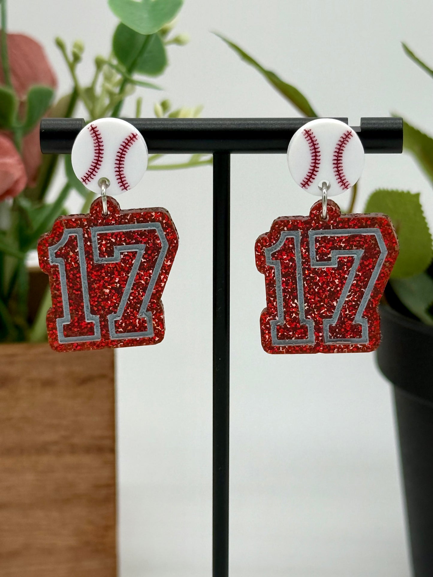 Custom Baseball Number Earrings