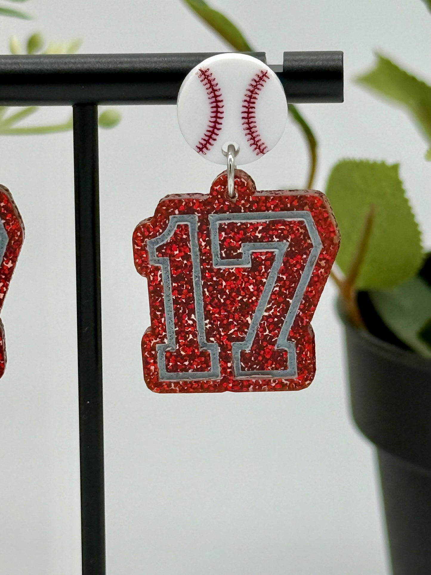 Custom Baseball Number Earrings
