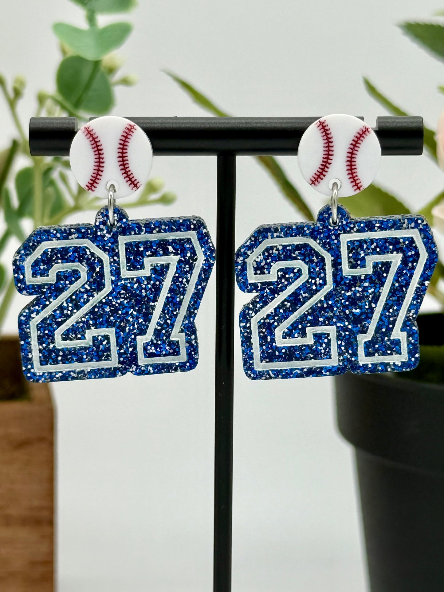 Custom Baseball Number Earrings