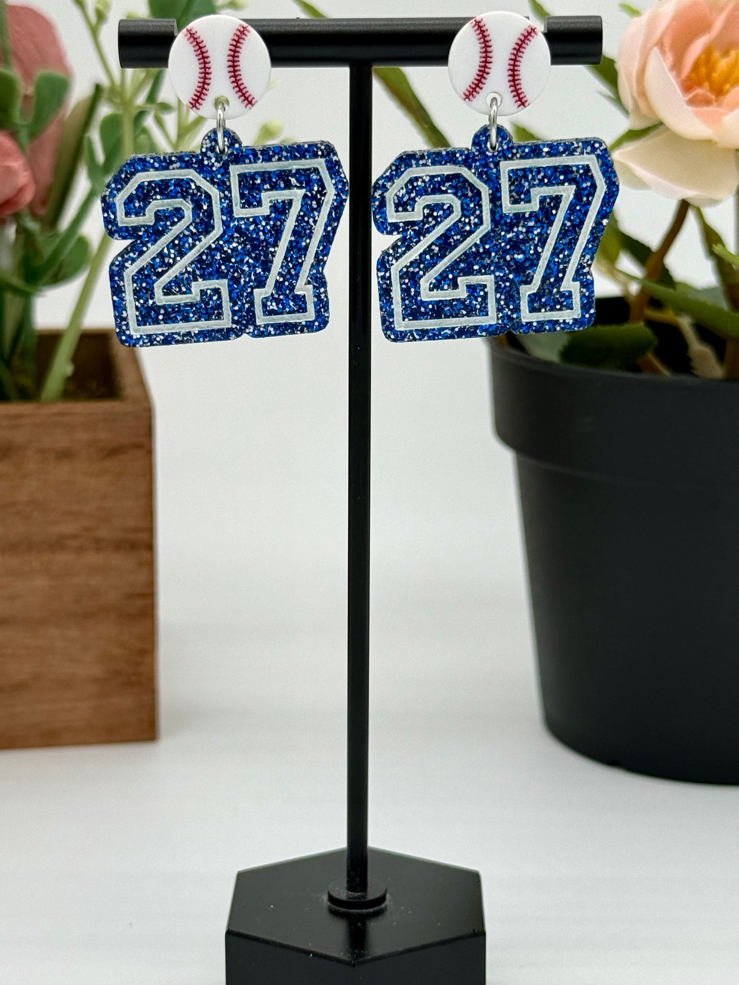 Custom Baseball Number Earrings