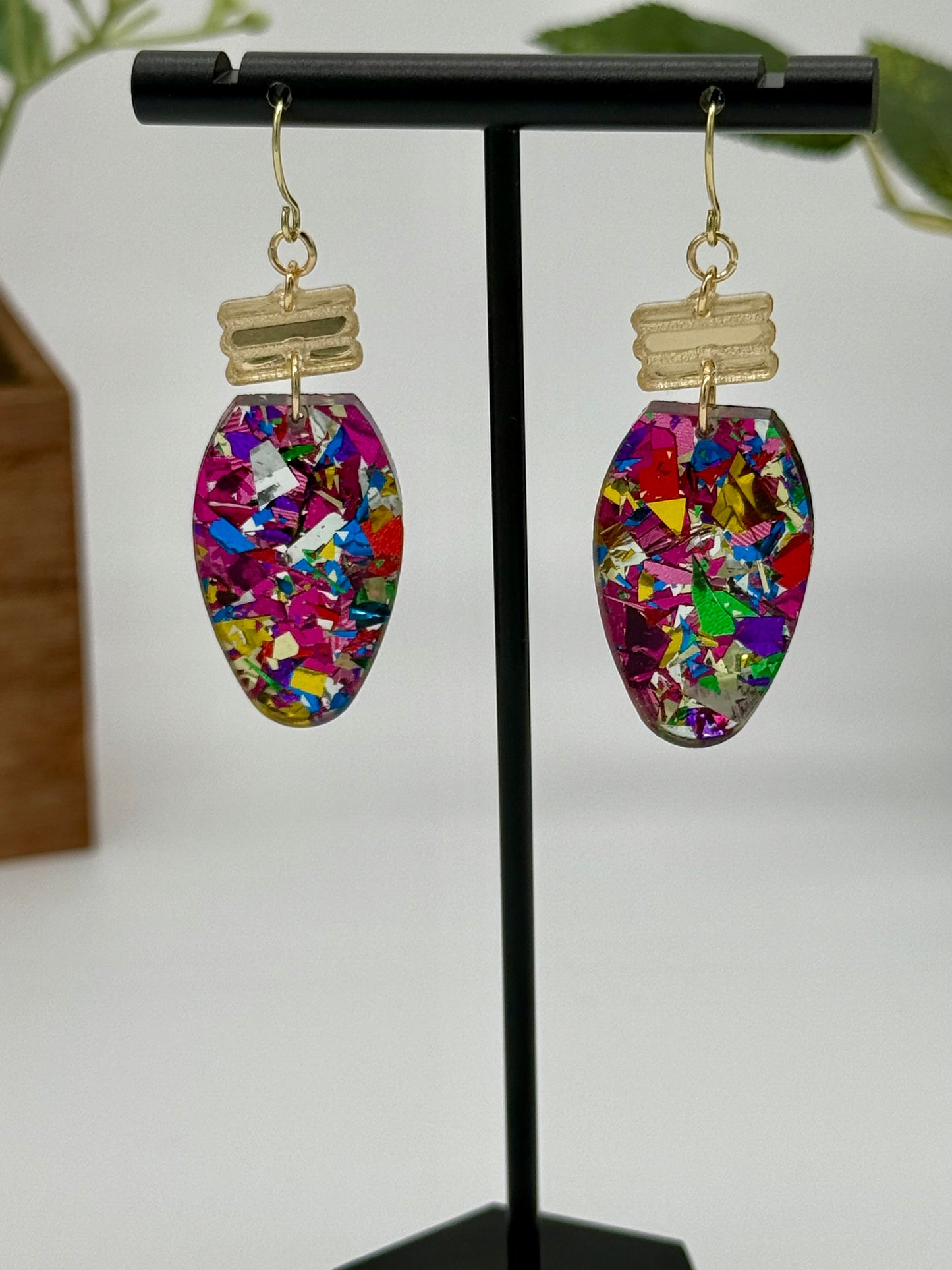 Sweetheart Confetti Christmas Bulb Earring