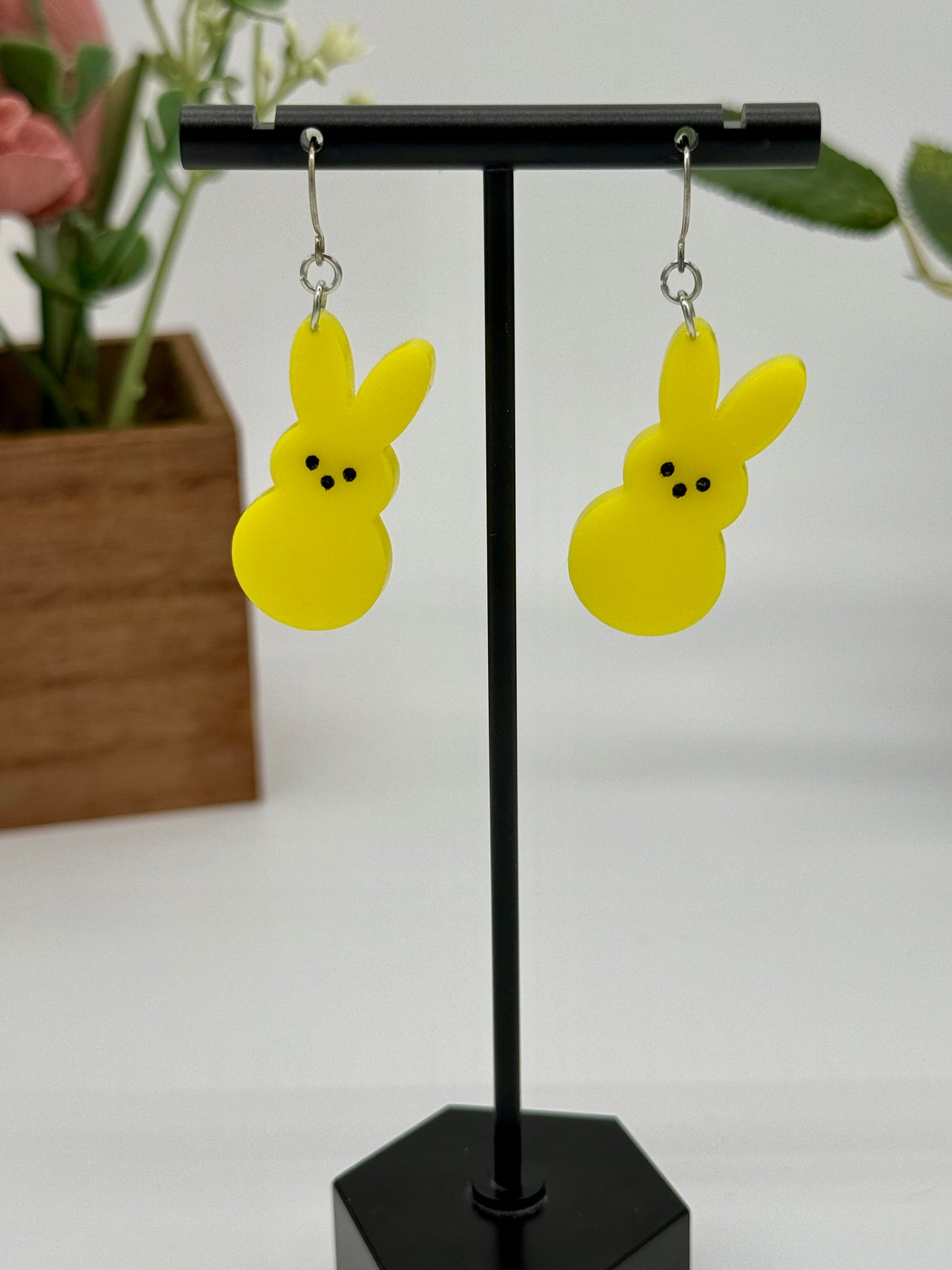 Yellow Marshmallow Bunny Dangle Earrings