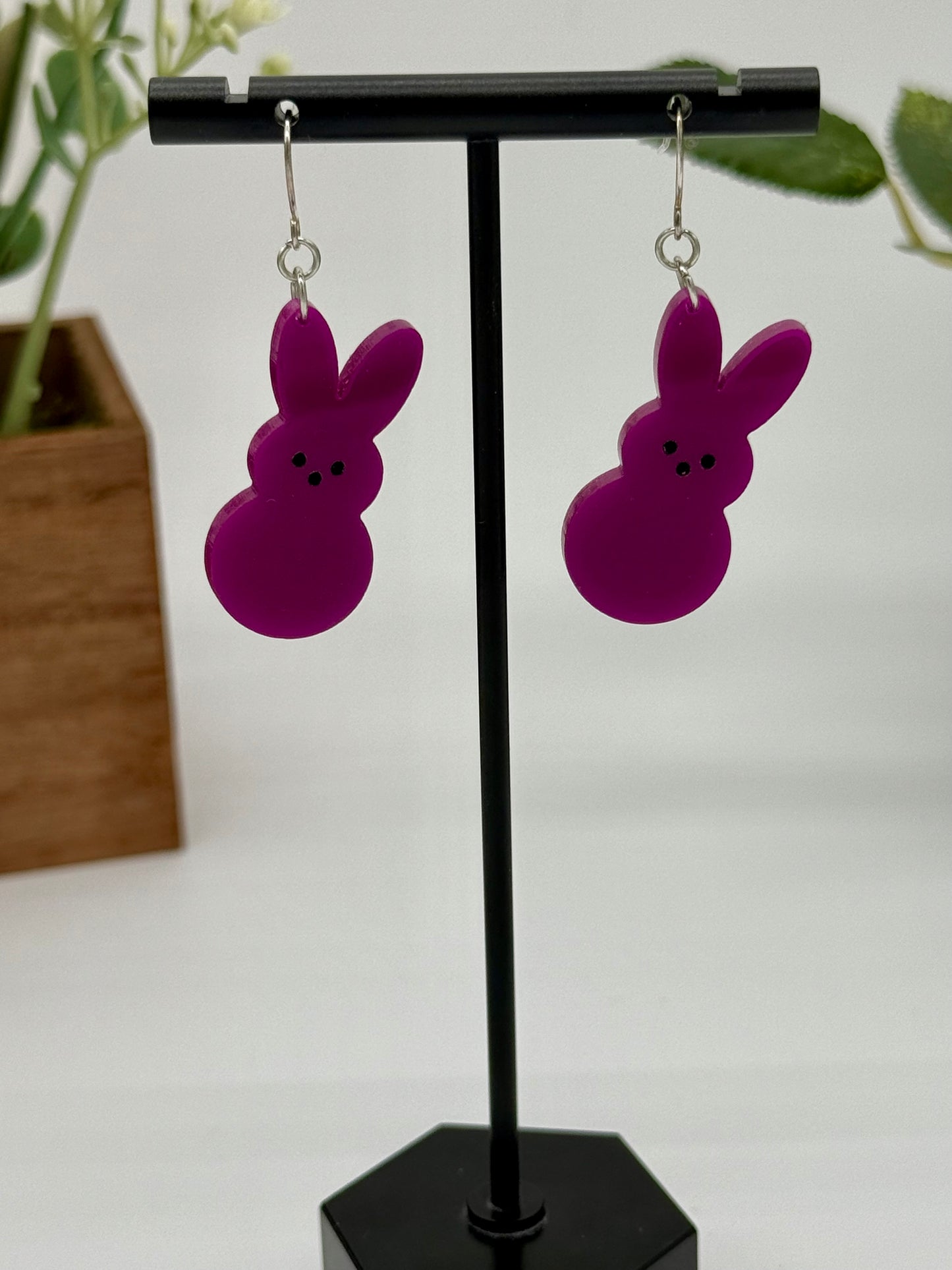 Purple Marshmallow Bunny Dangle Earrings