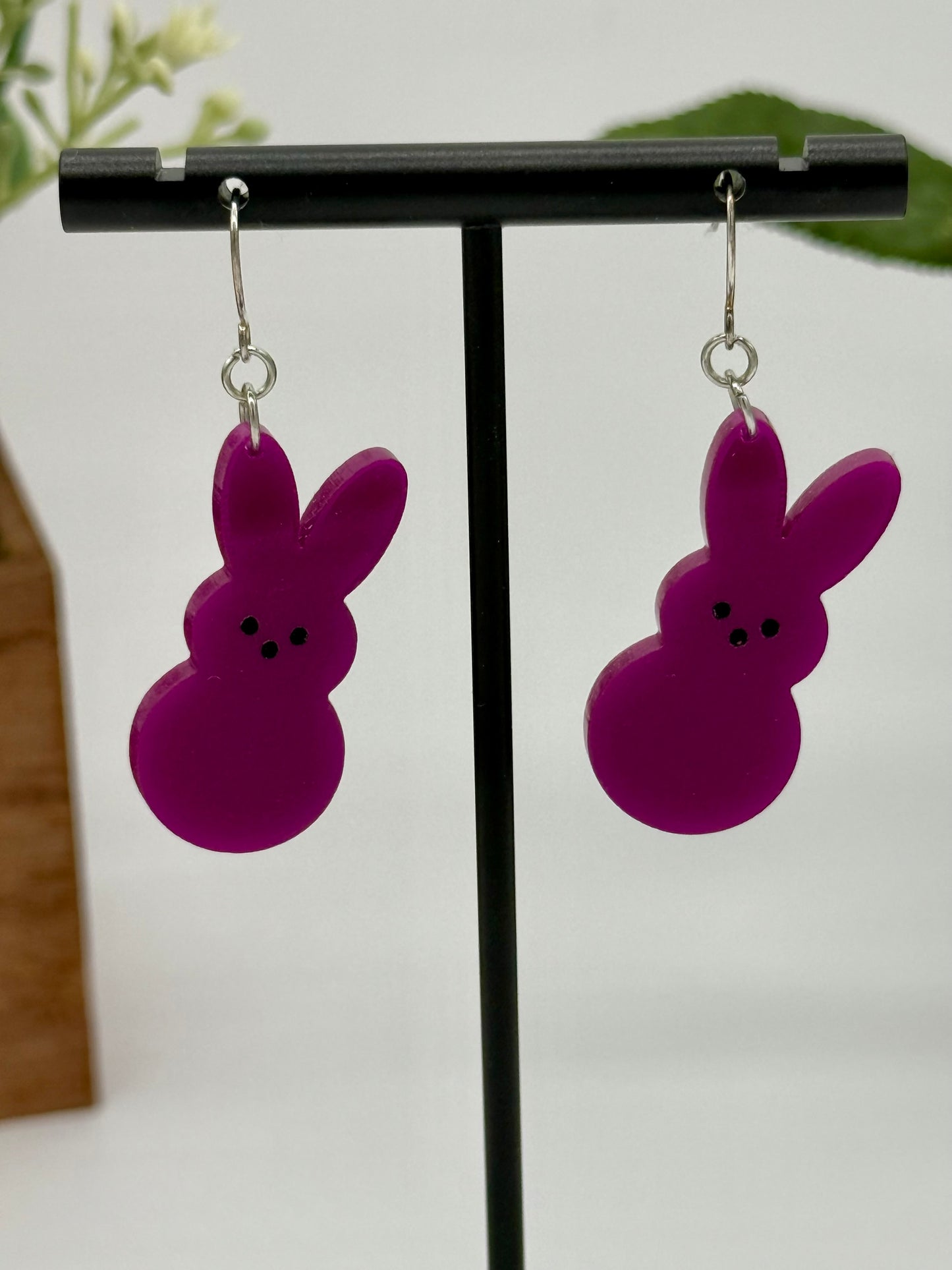 Purple Marshmallow Bunny Dangle Earrings