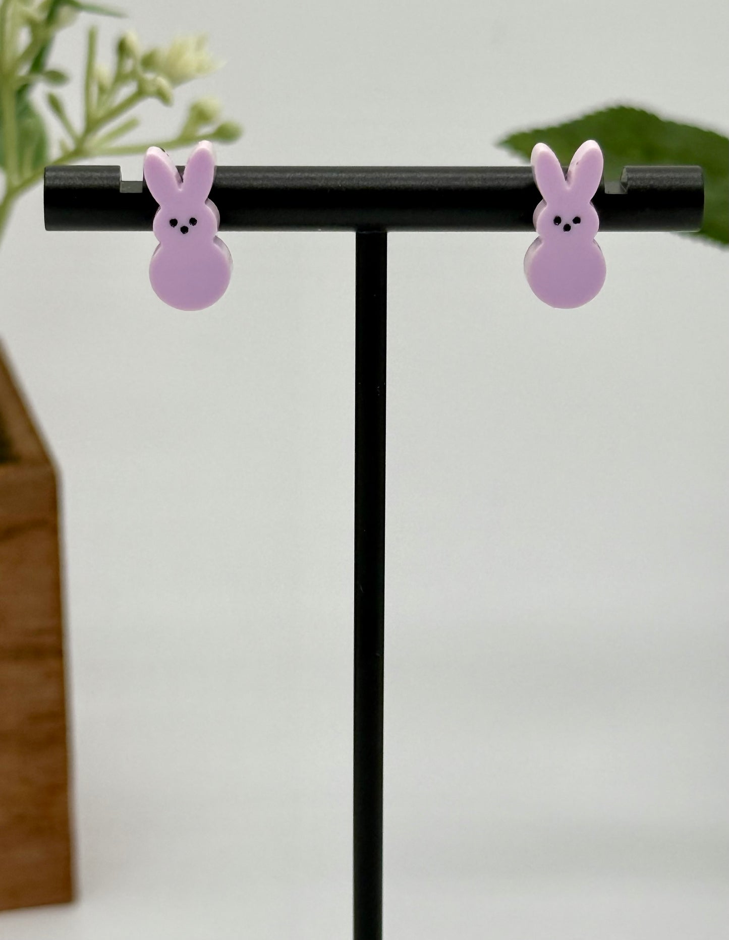 Lavender Marshmallow Bunny Stud Earrings