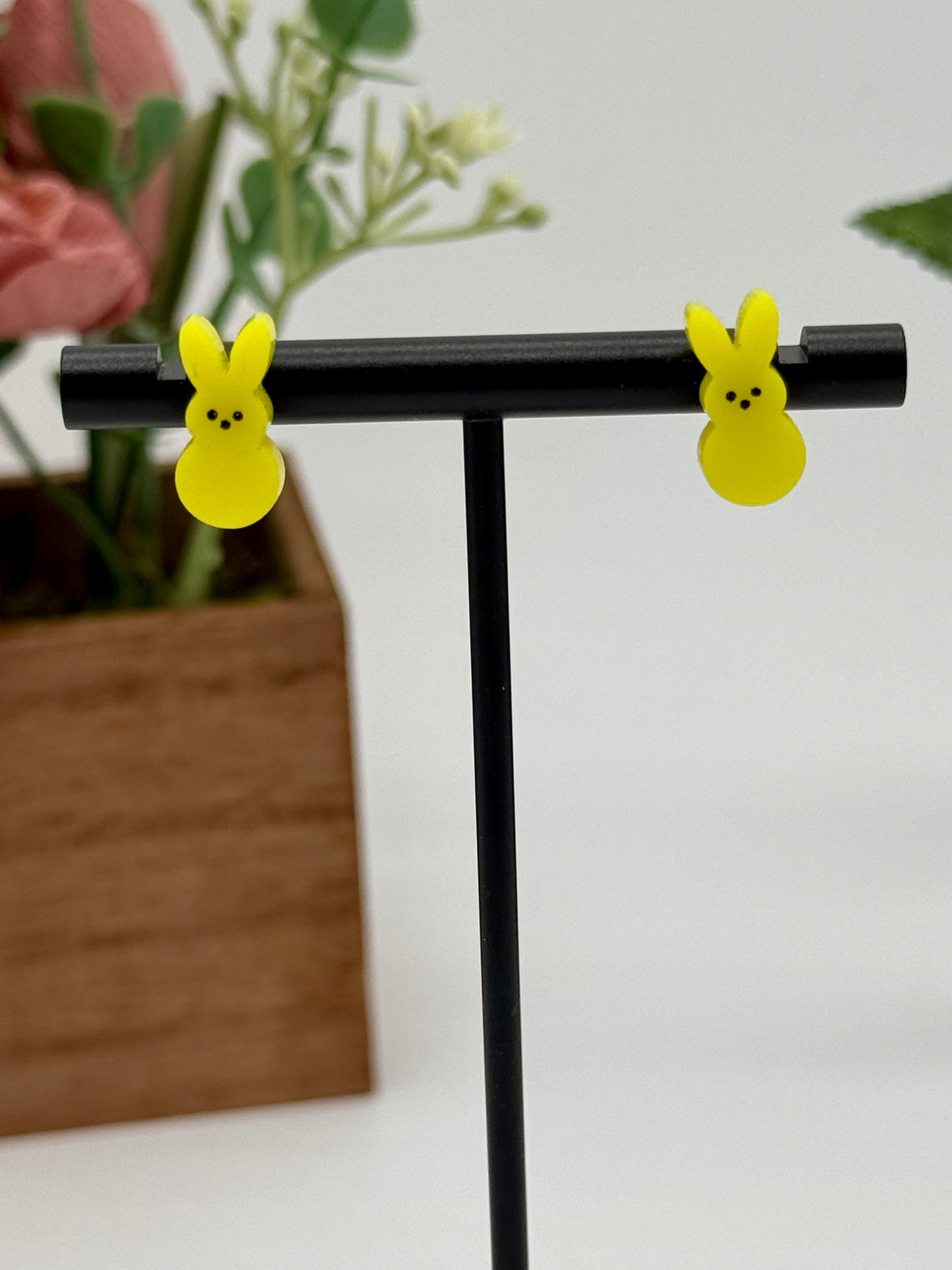 Yellow Marshmallow Bunny Stud Earrings