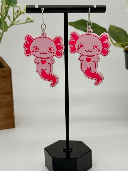 Axolotl Dangle Earrings--Large