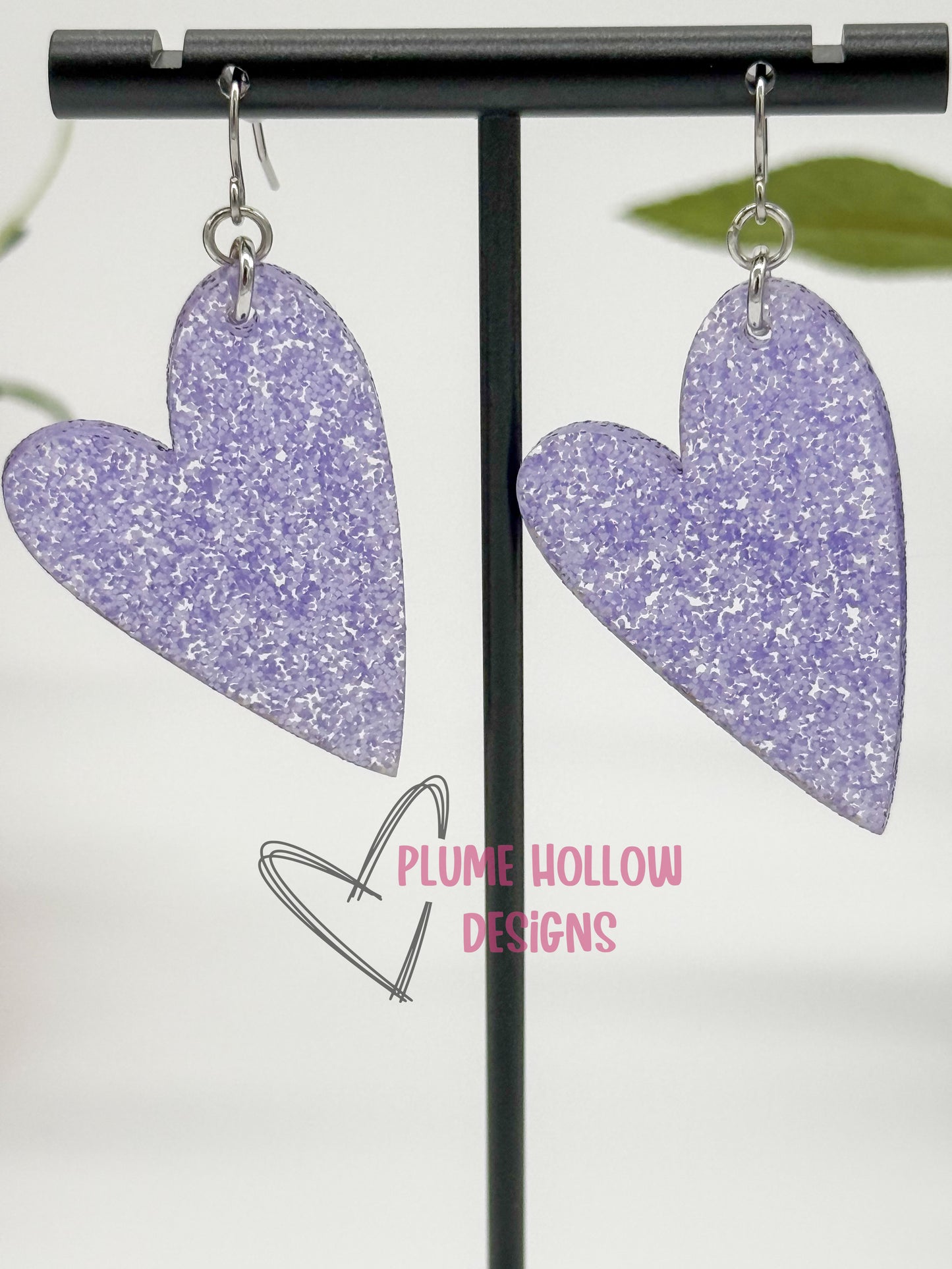 Purple Haze Glitter Heart Earrings