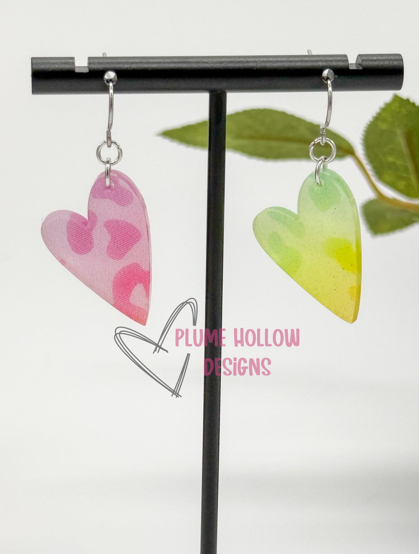 Rainbow Leopard Small Heart Earrings
