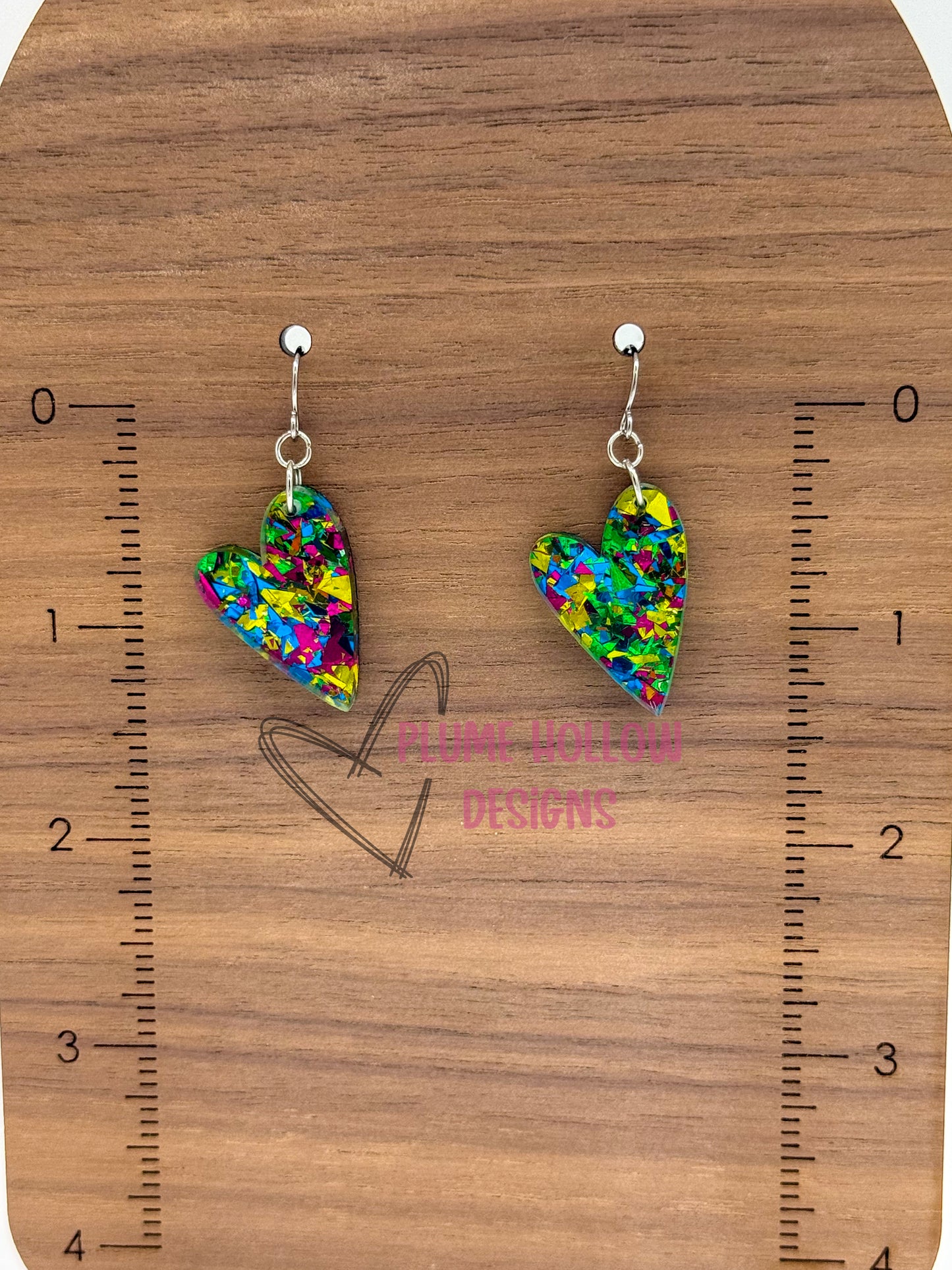 Galaxy Confetti Small Heart Earrings