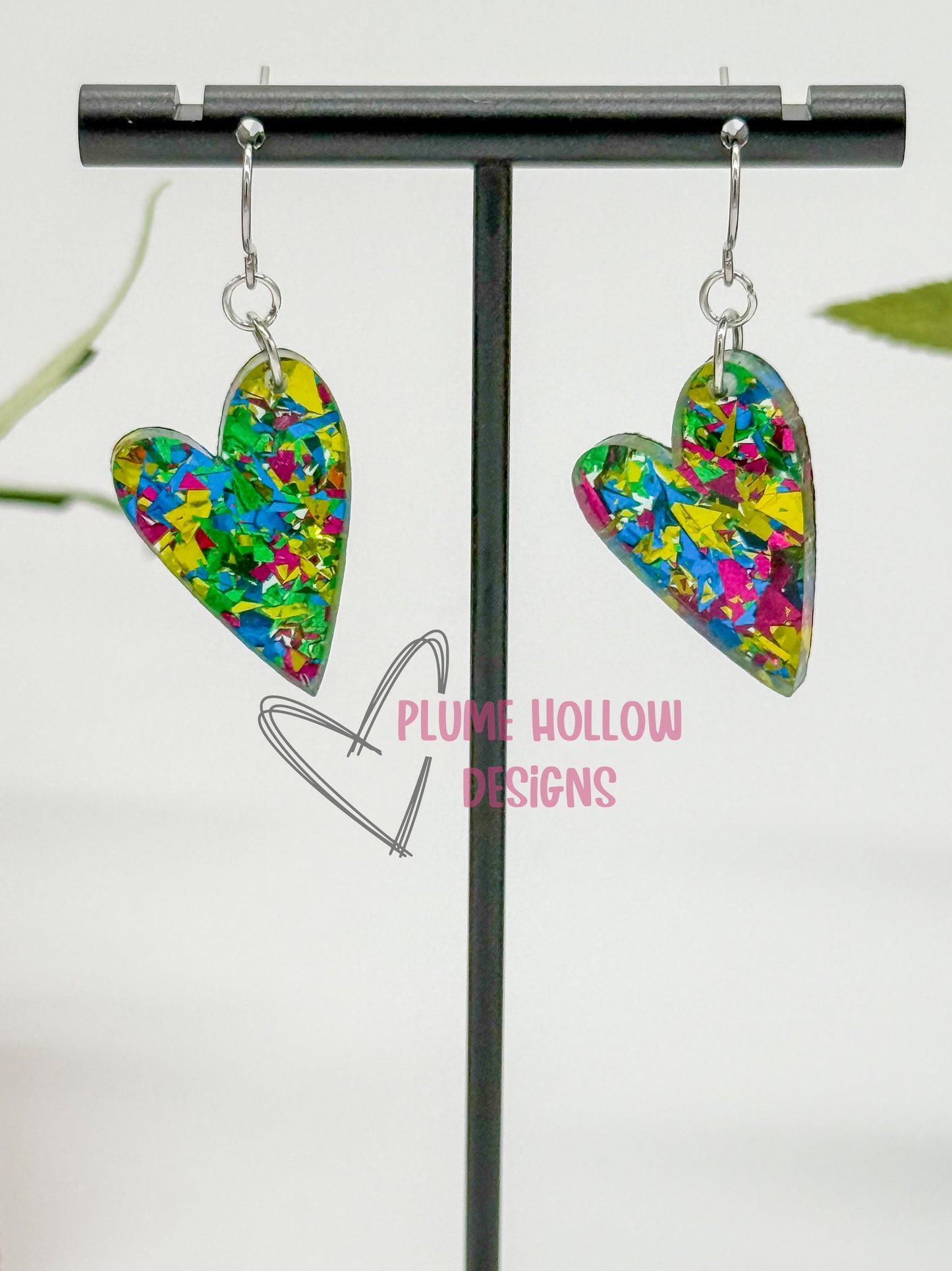 Galaxy Confetti Small Heart Earrings