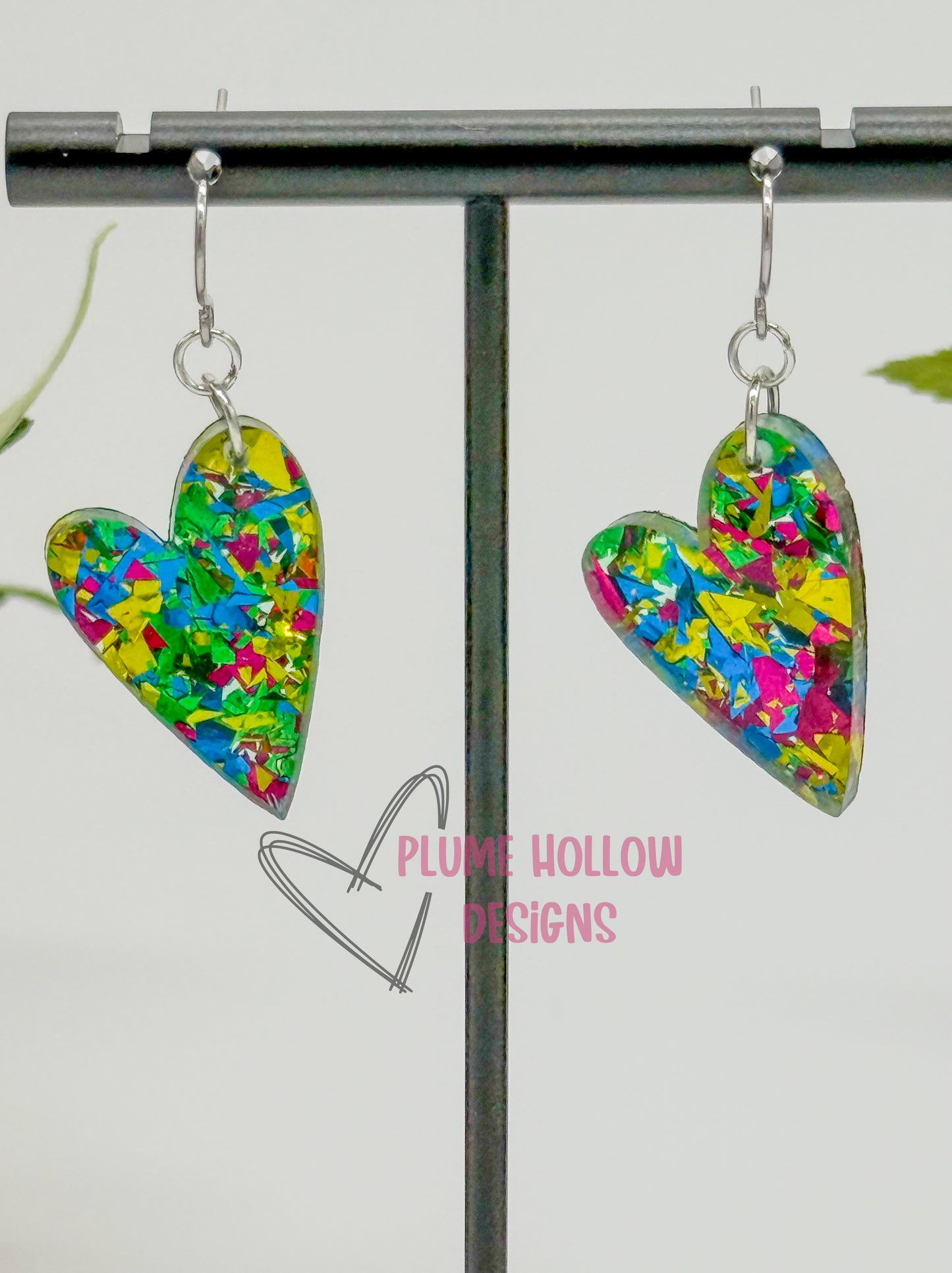 Galaxy Confetti Small Heart Earrings