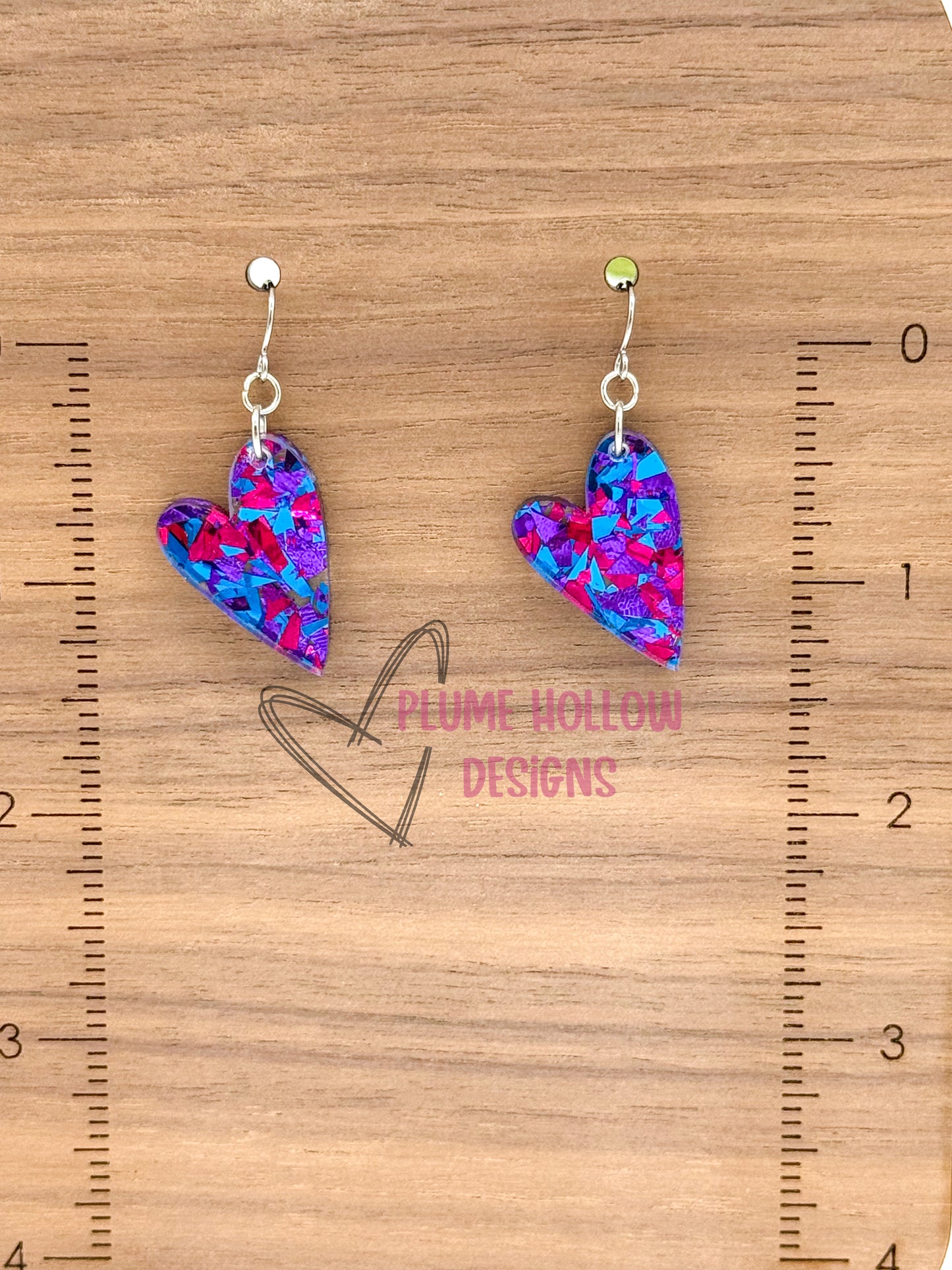 Rave Party Confetti Small Heart Earrings