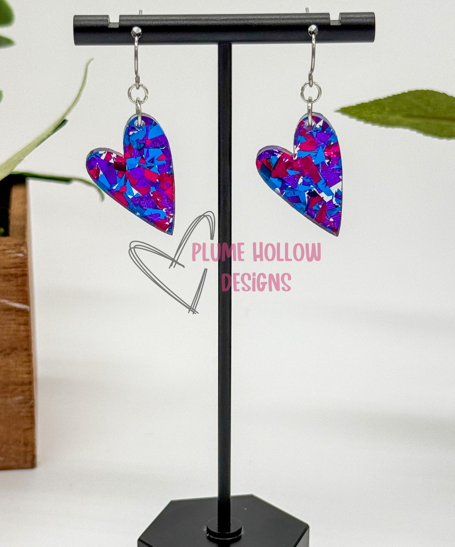 Rave Party Confetti Small Heart Earrings