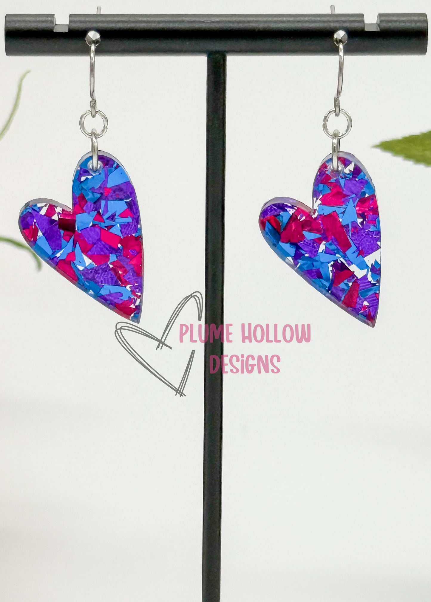 Rave Party Confetti Small Heart Earrings