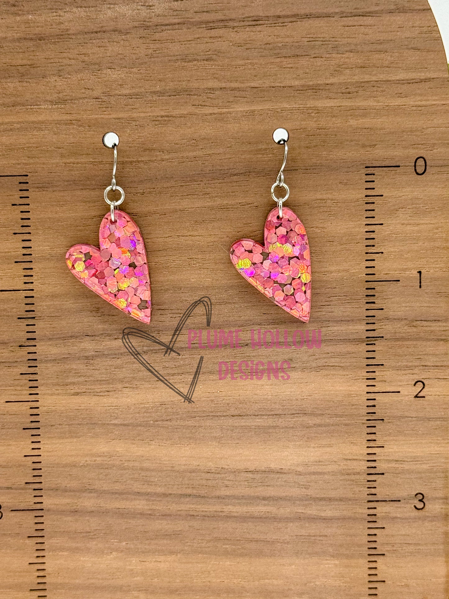 Pink Chunky Confetti Small Heart Earrings