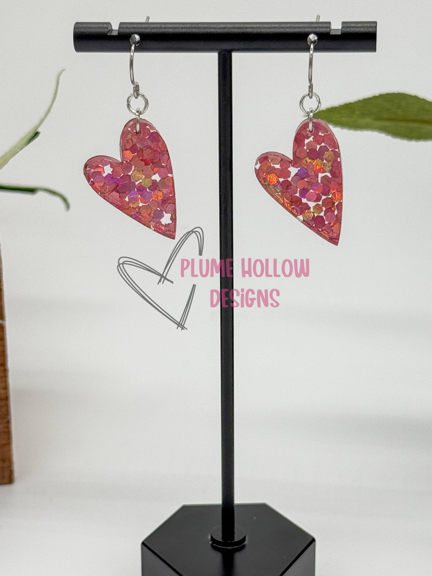 Pink Chunky Confetti Small Heart Earrings