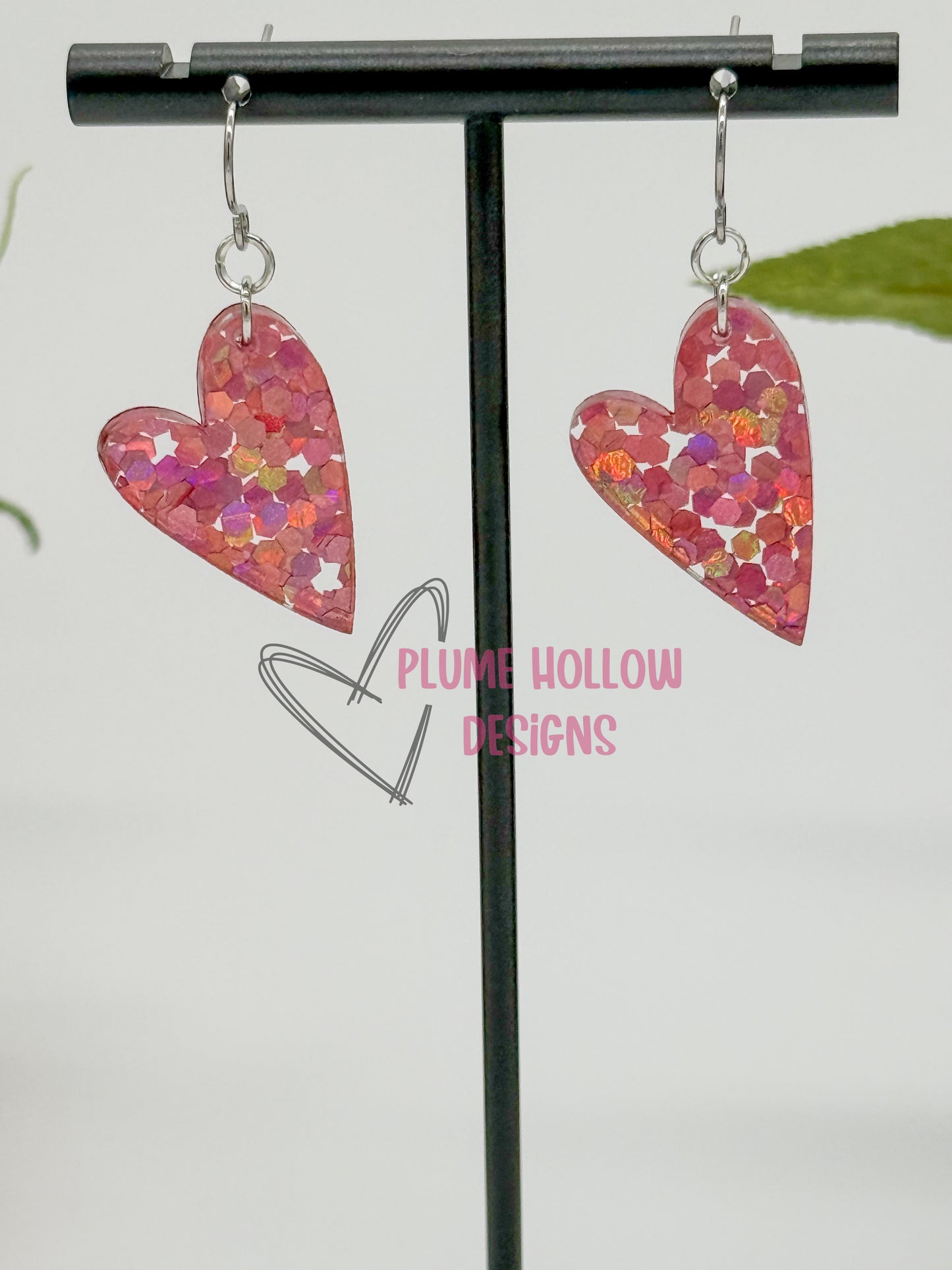 Pink Chunky Confetti Small Heart Earrings
