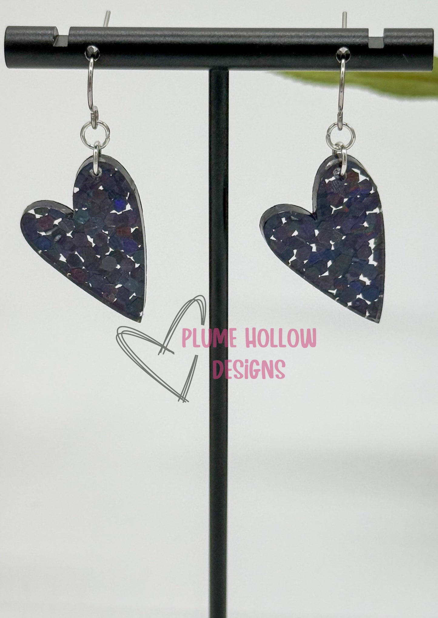 Onyx Chunky Confetti Small Heart Earrings