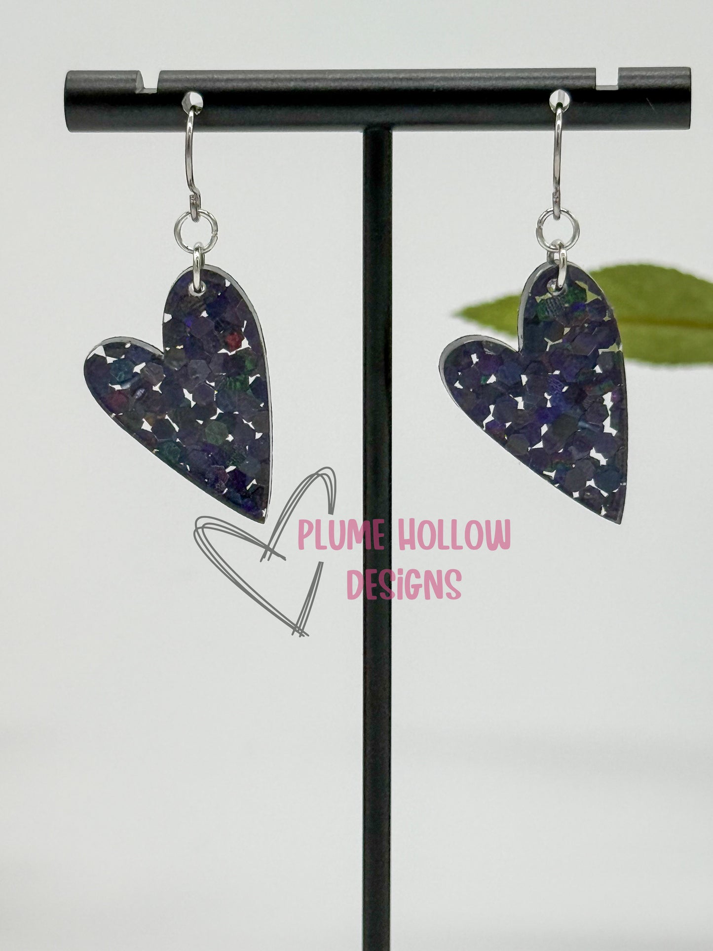 Onyx Chunky Confetti Small Heart Earrings