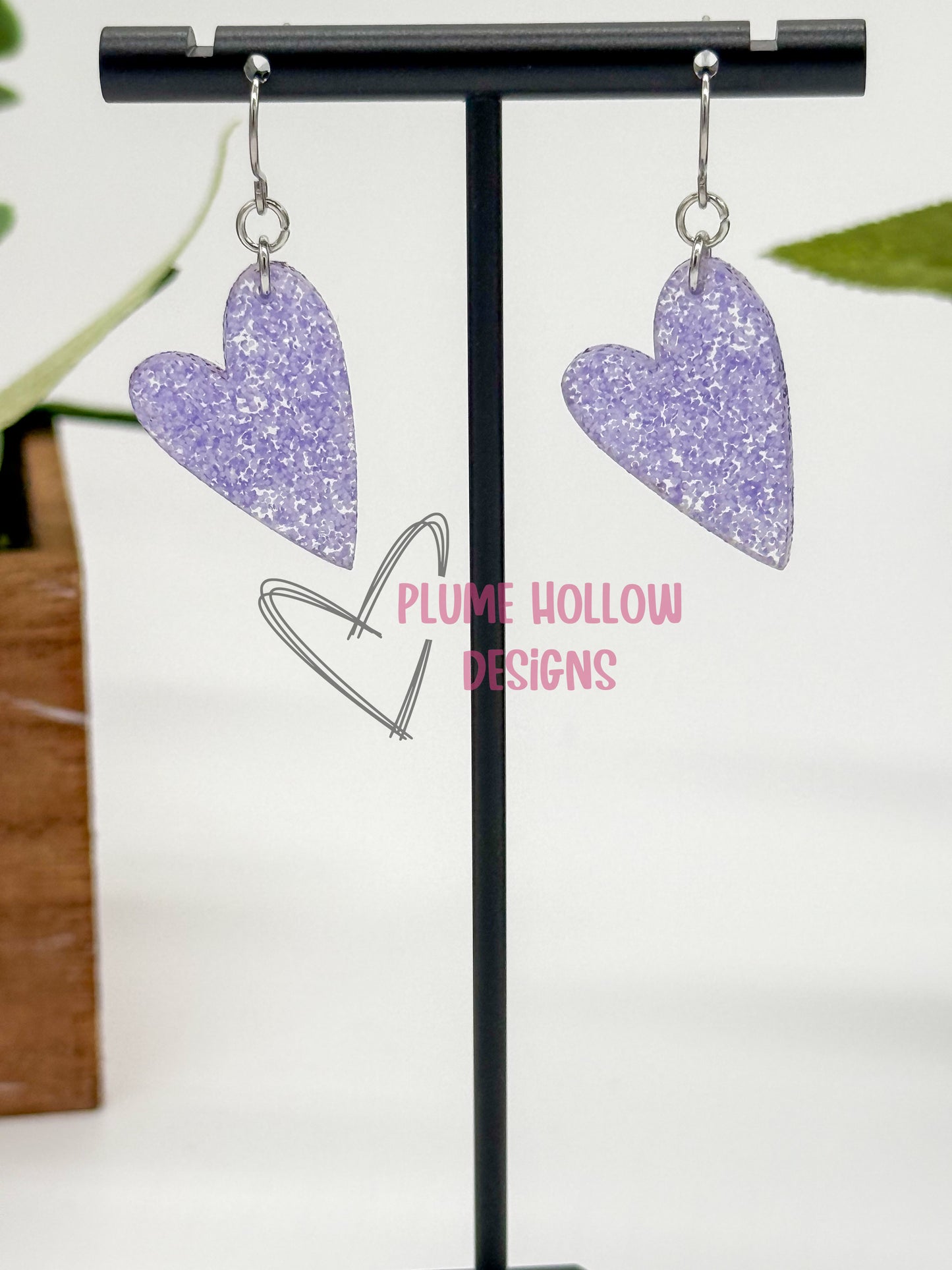 Purple Haze Glitter Small Heart Earrings