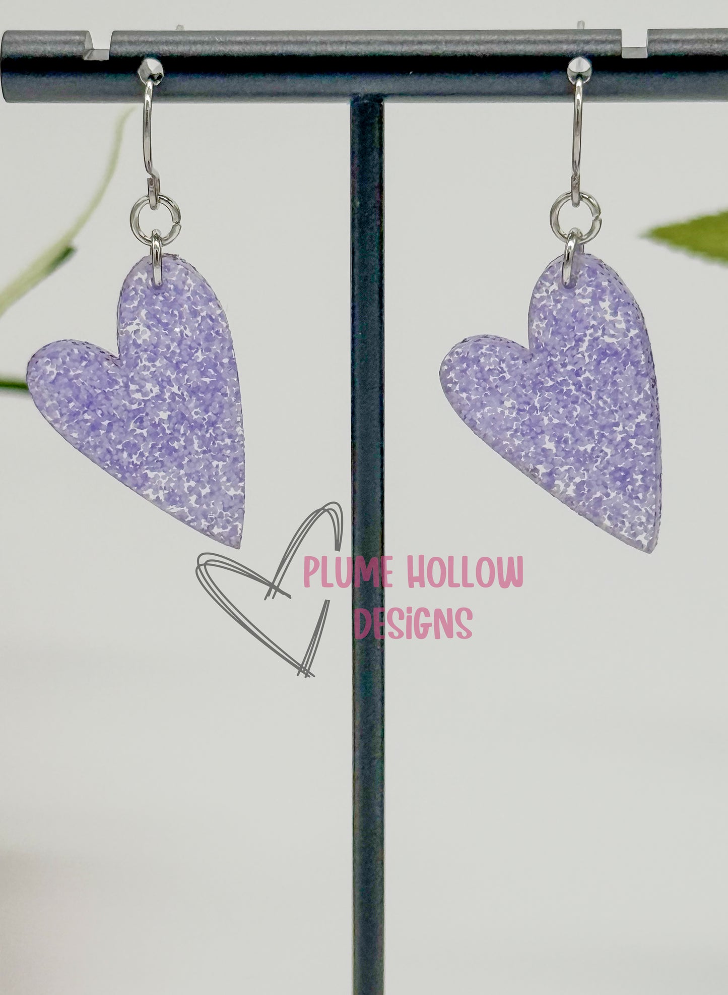 Purple Haze Glitter Small Heart Earrings