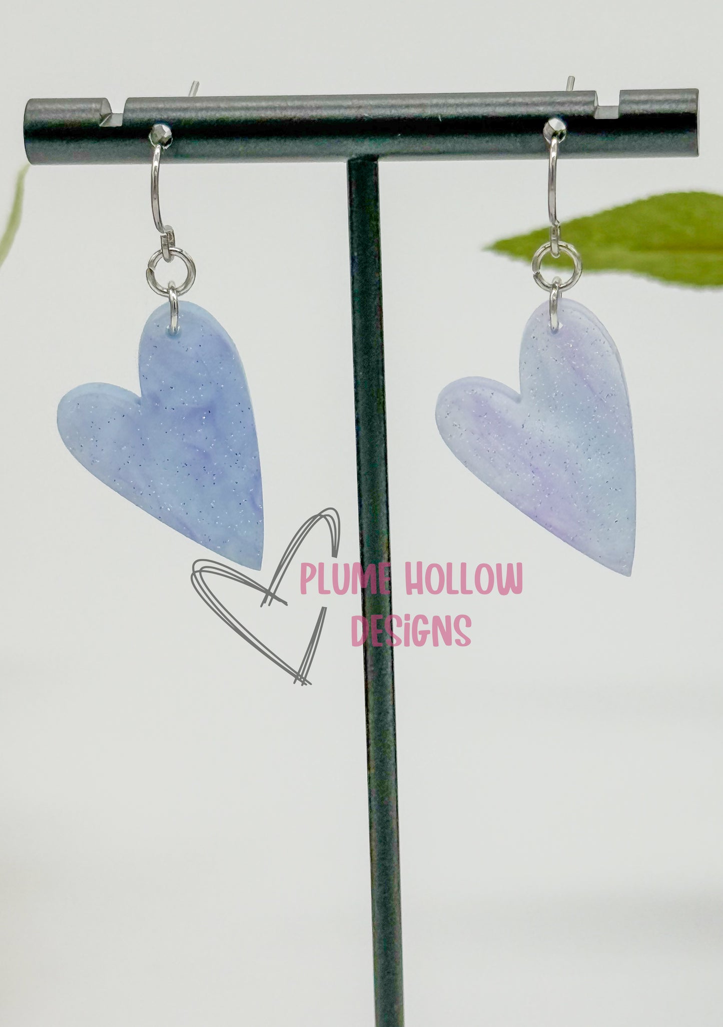 Ice Queen Marble Glitter Small Heart Earrings