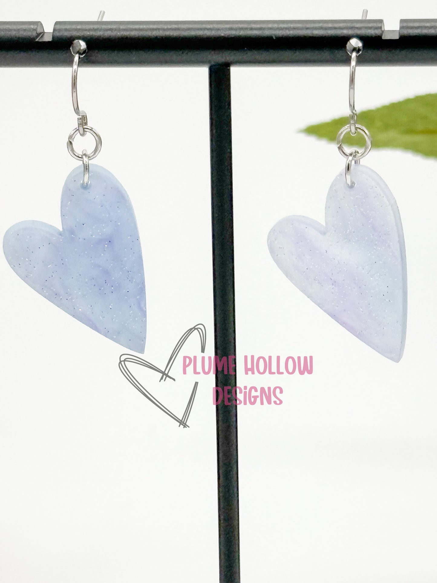Ice Queen Marble Glitter Small Heart Earrings