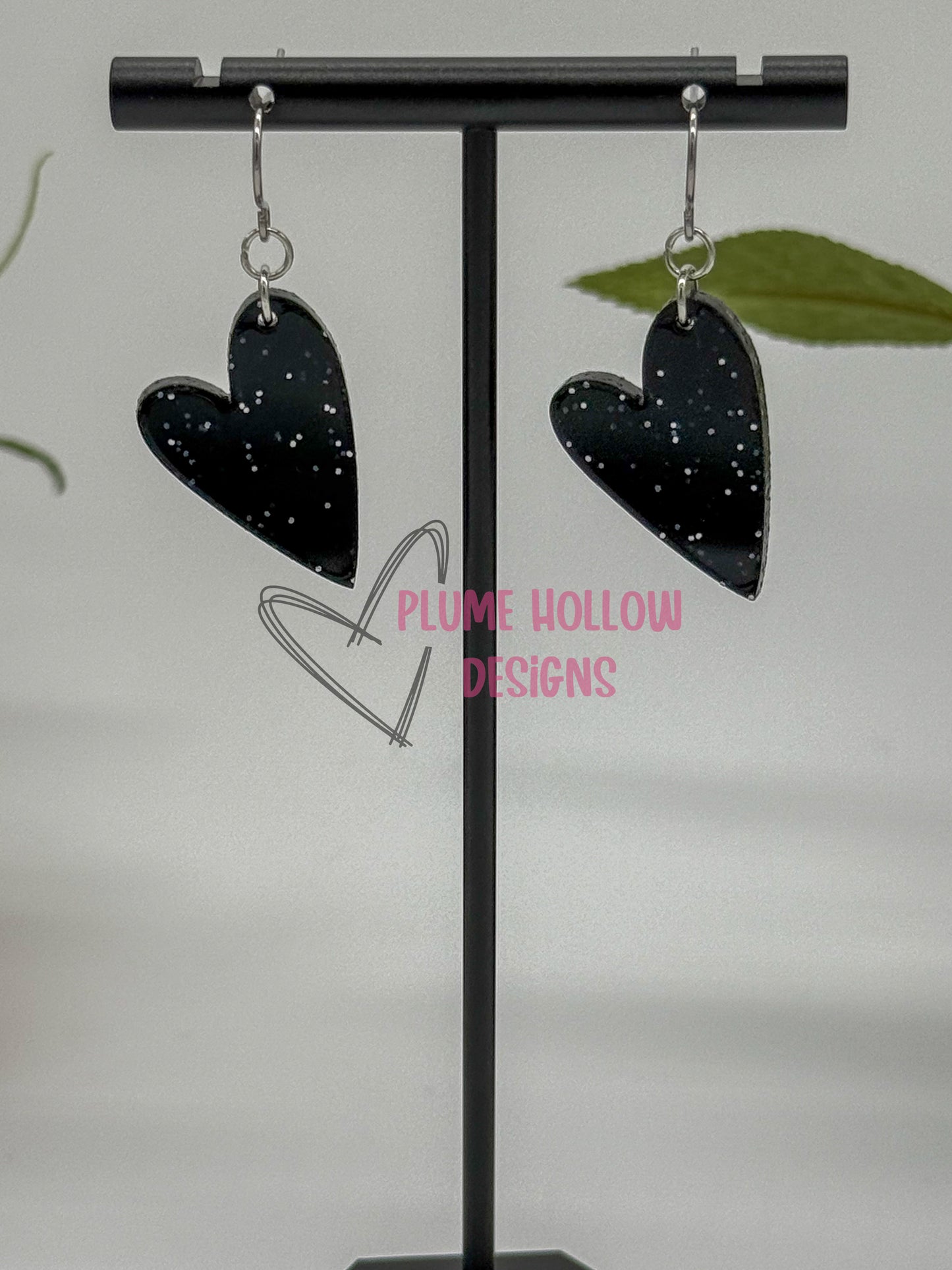 Outer Space Small Heart Earrings