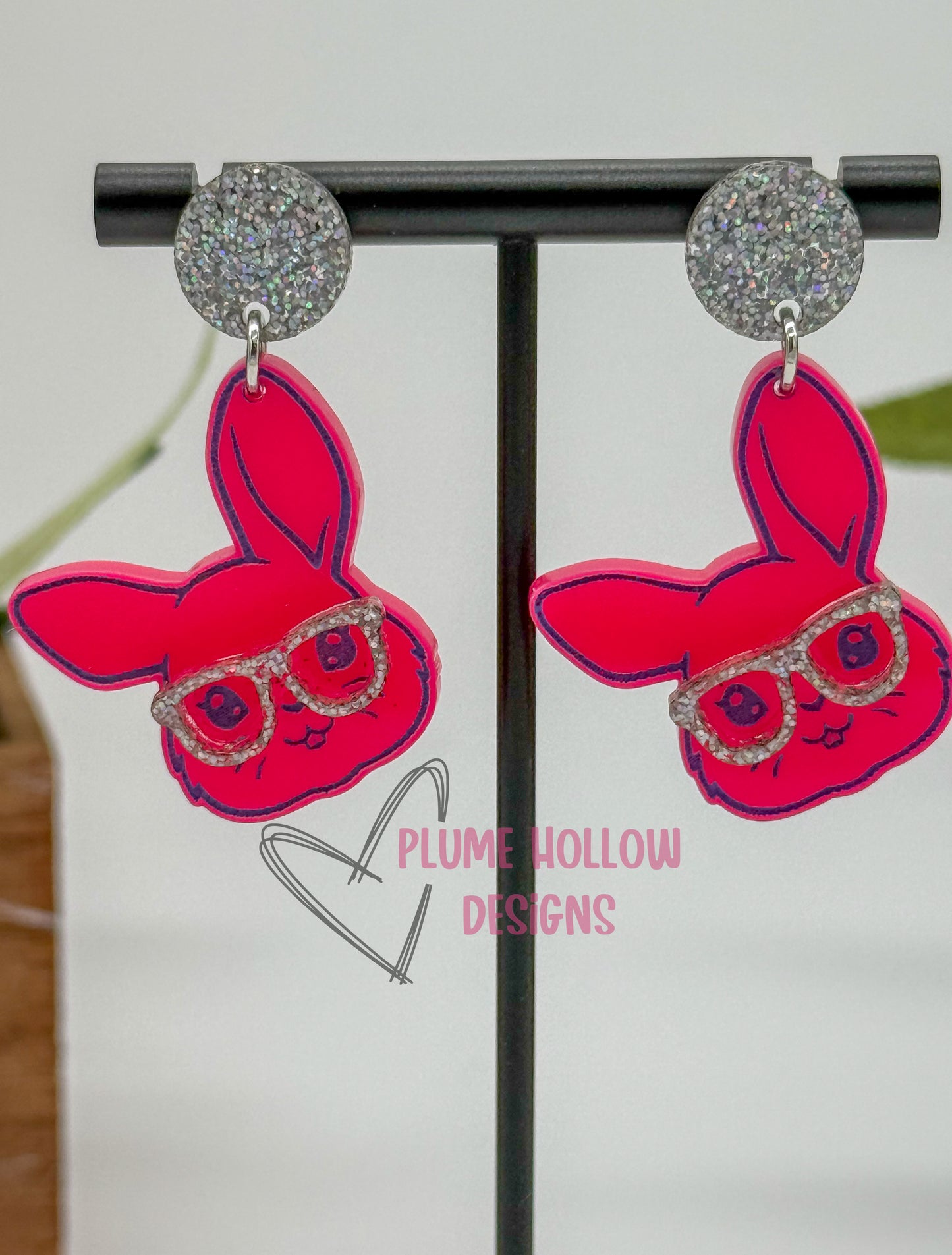 Hot Pink Swaggy Bunny Earrings