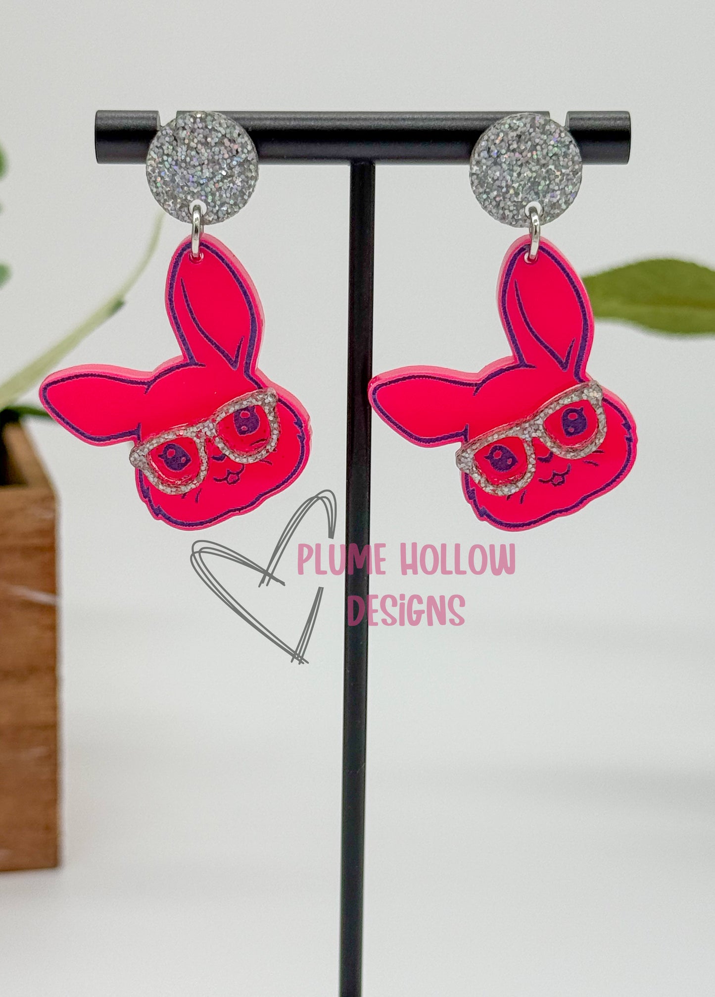 Hot Pink Swaggy Bunny Earrings