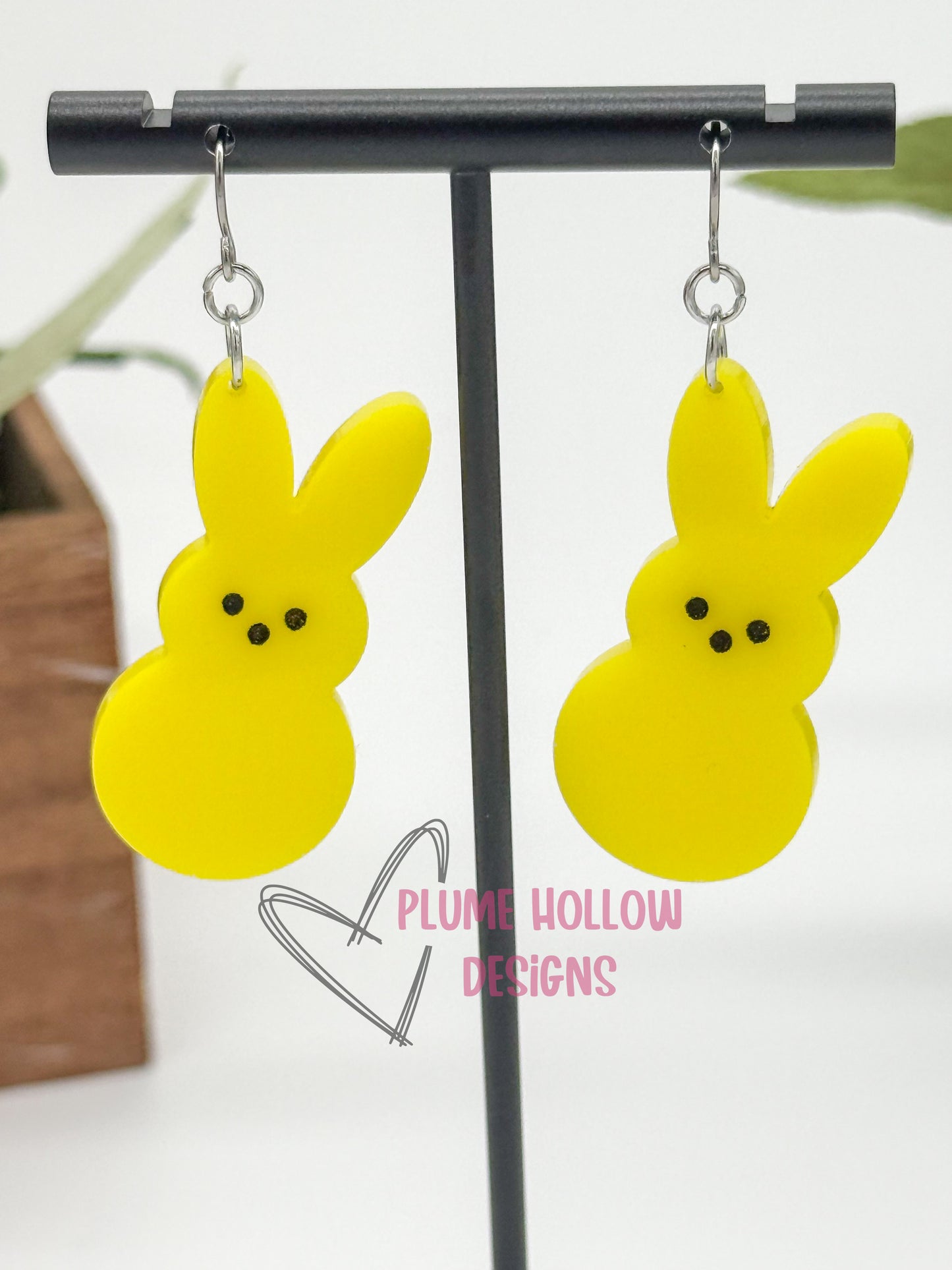 Large Yellow Marshmallow Bunny Dangle Earring