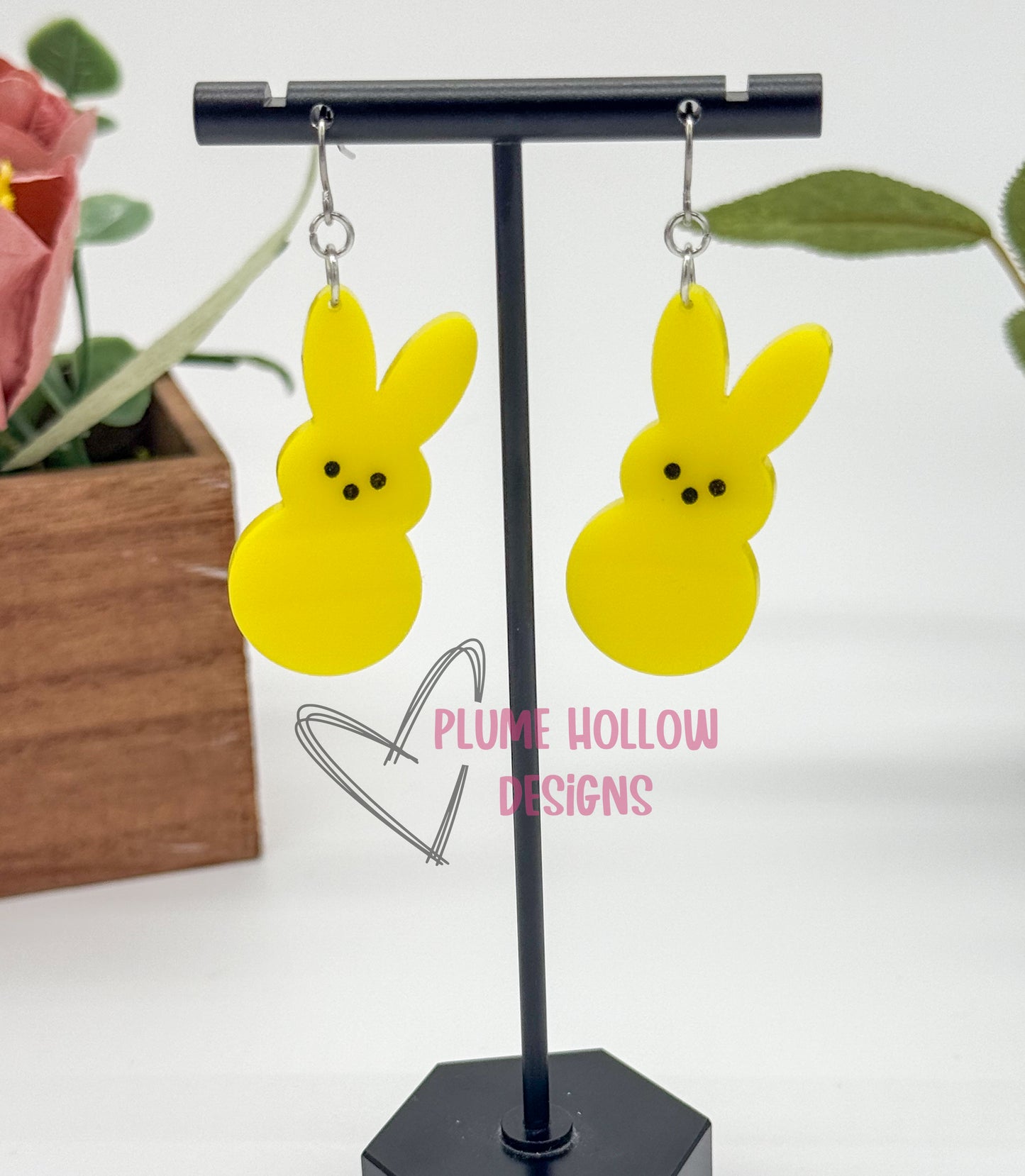 Large Yellow Marshmallow Bunny Dangle Earring