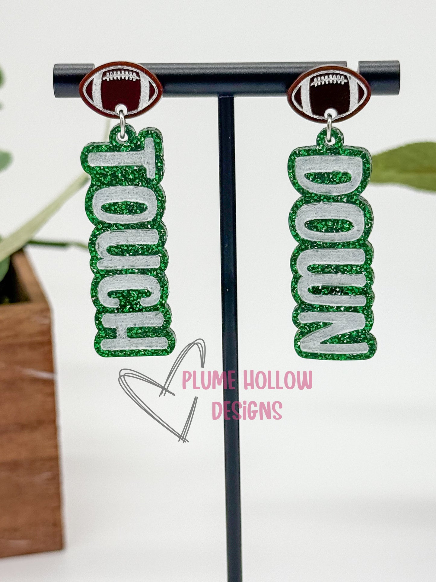 Touch Down Dangle Earrings with Football Stud