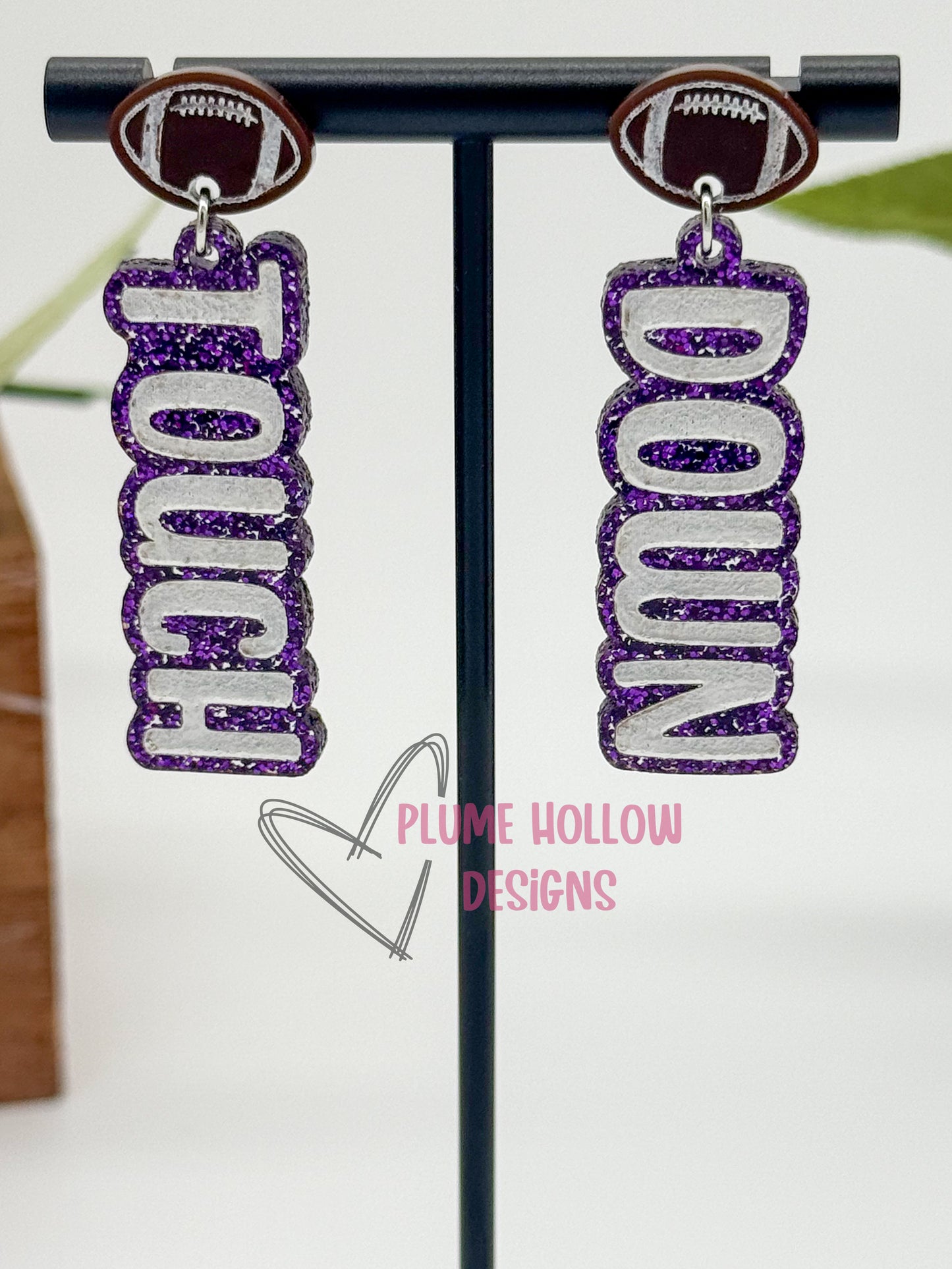 Touch Down Dangle Earrings with Football Stud