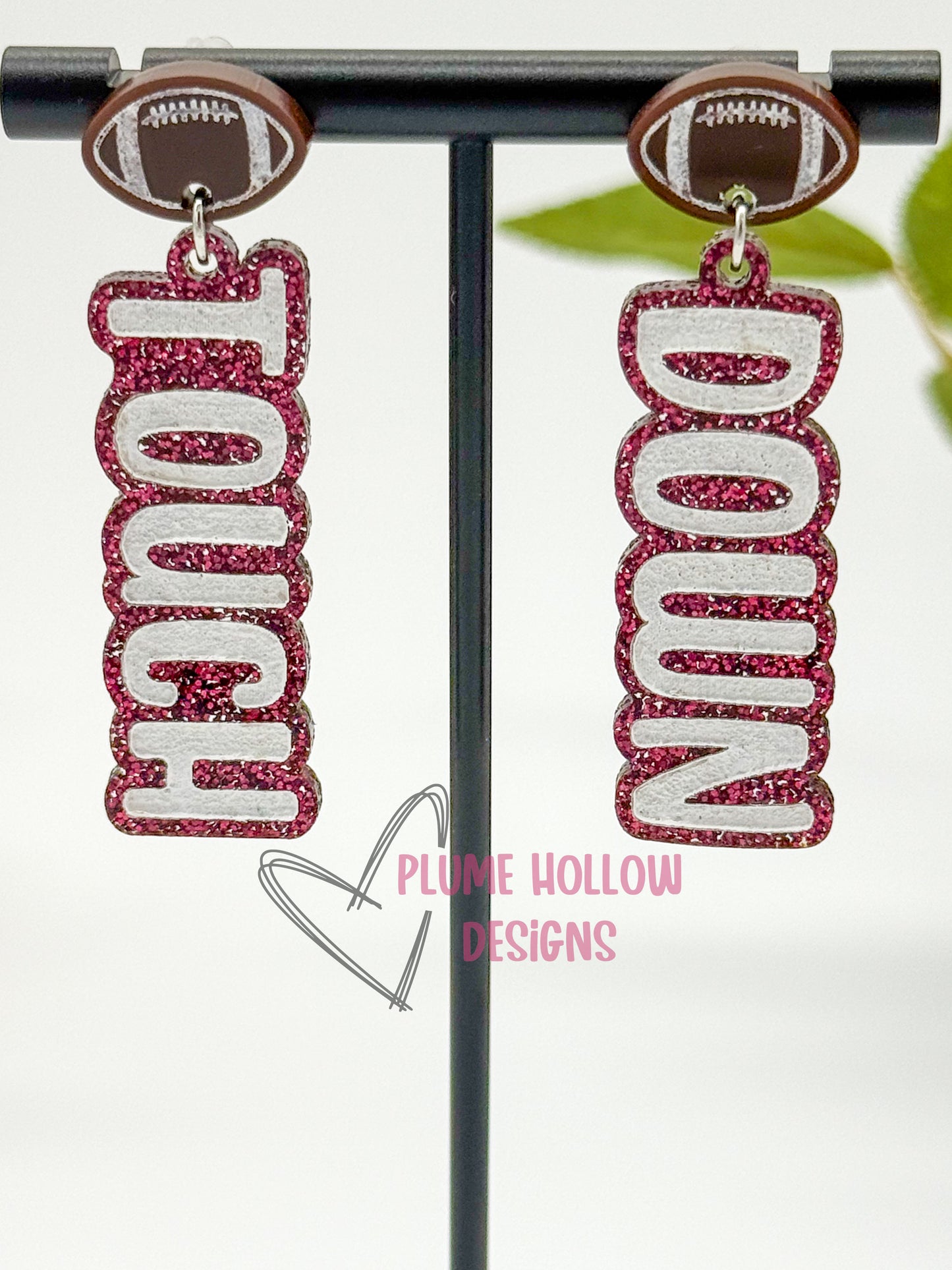 Touch Down Dangle Earrings with Football Stud