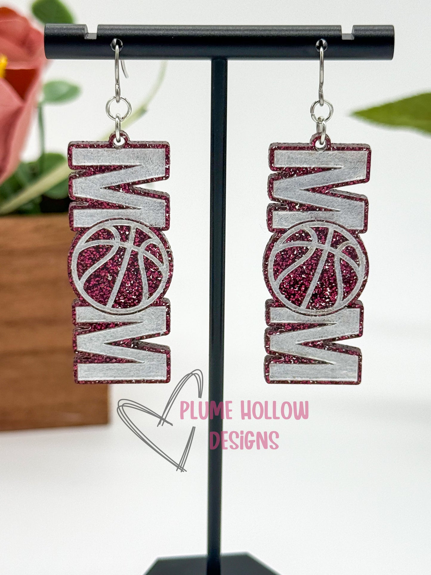Custom Basketball Mom Dangle Earrings