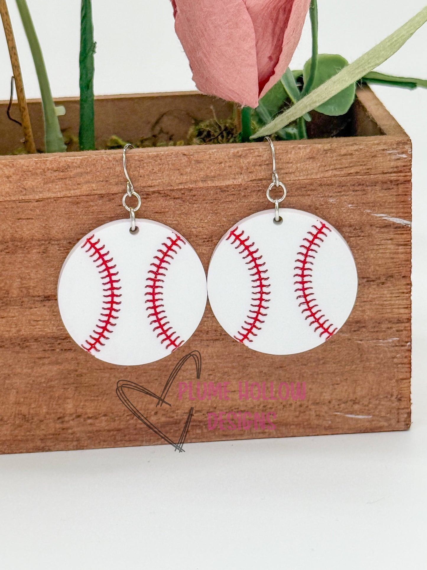 Baseball Dangle Earrings