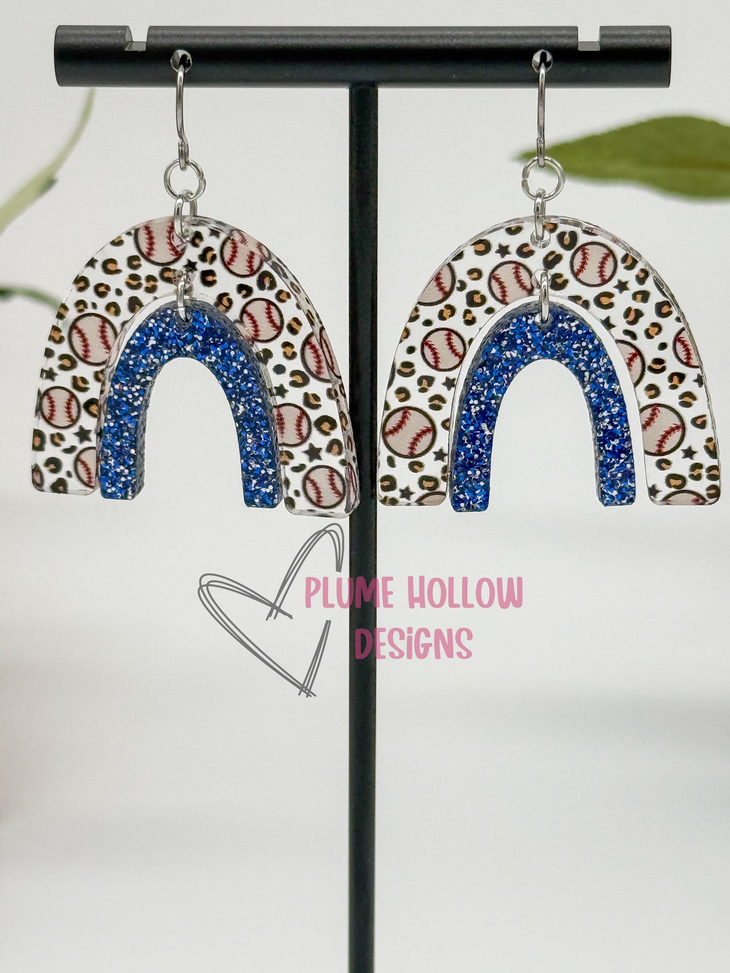 Custom Baseball Rainbow Earrings