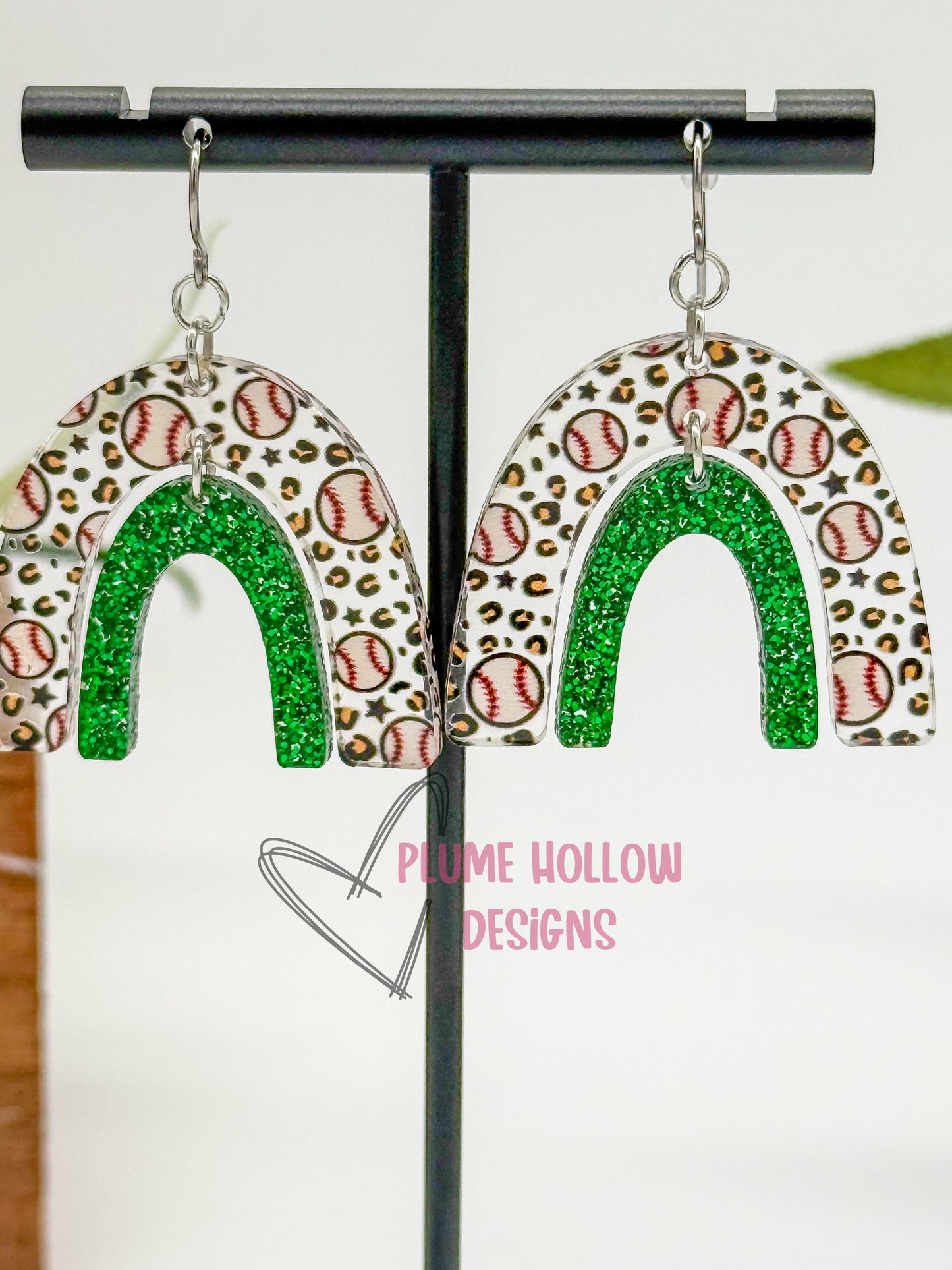 Custom Baseball Rainbow Earrings
