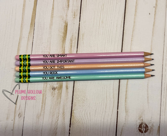 Affirmations Engraved Pastel Pencils--Set of 5