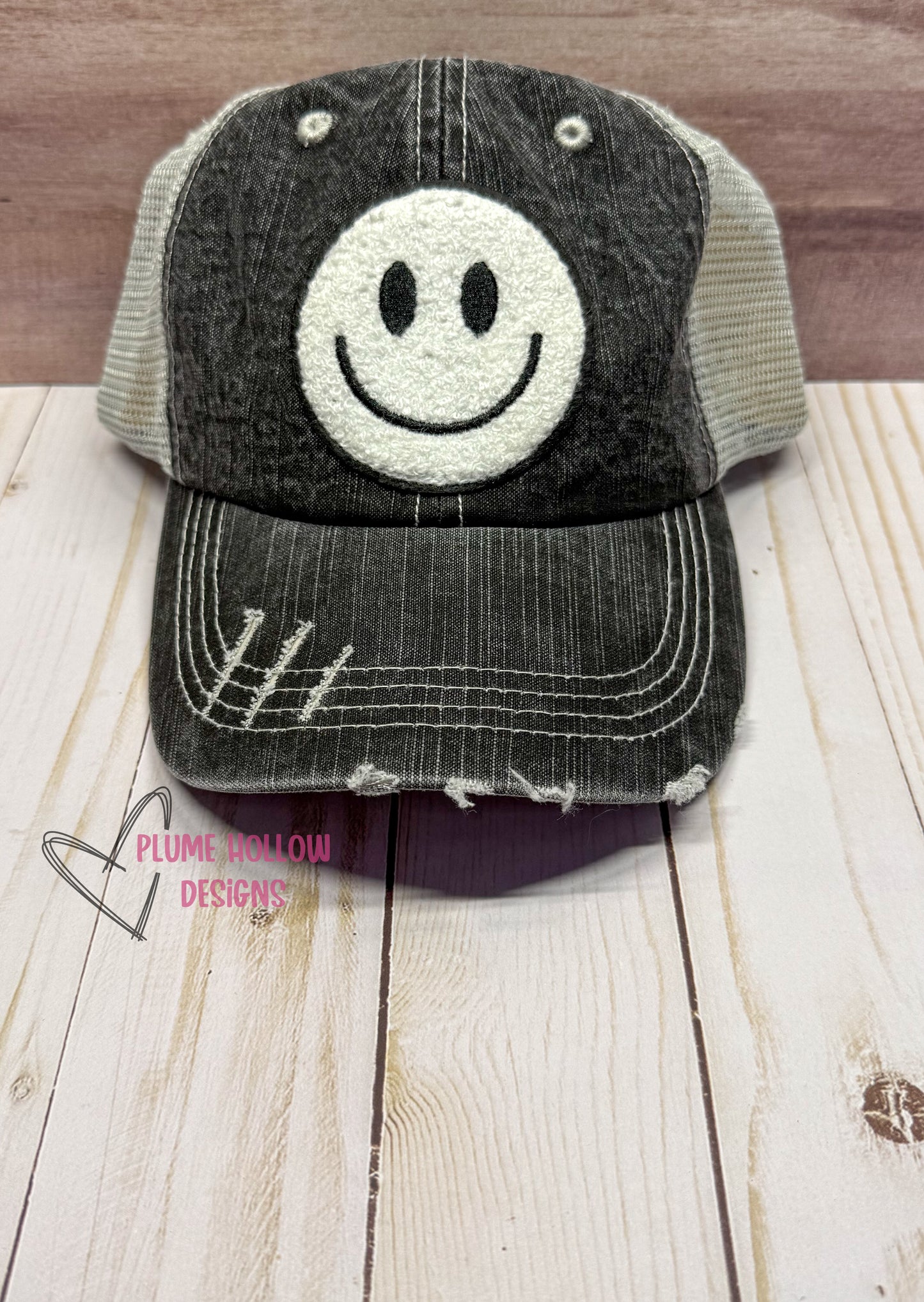 Black & White Smiley Face Hat