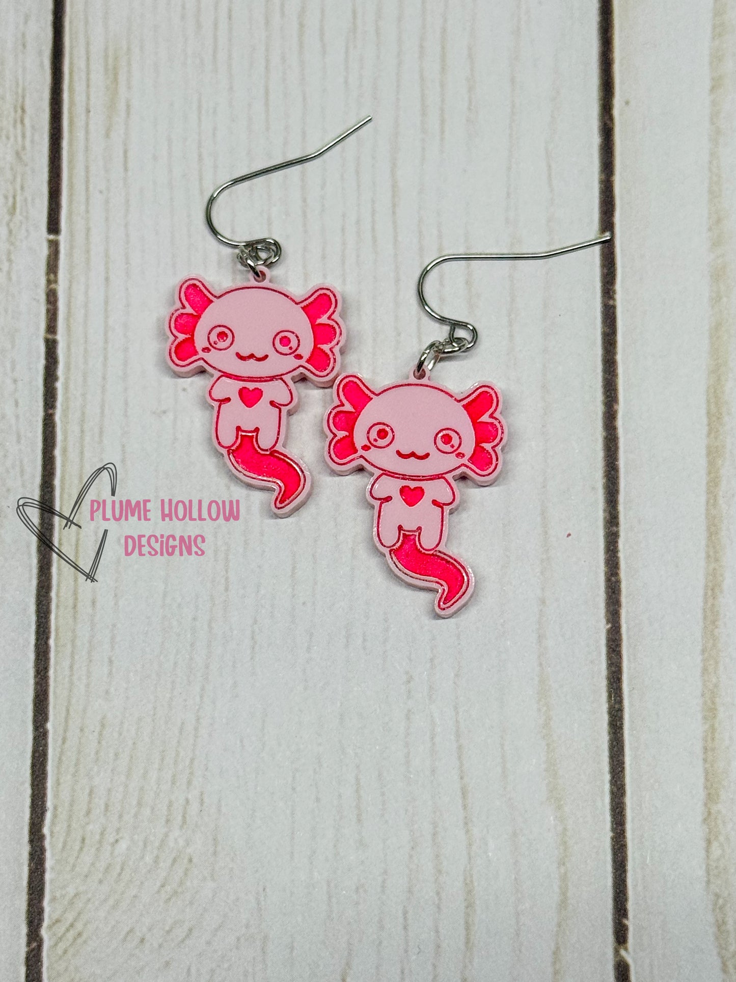 Axolotl Dangle Earrings--Small