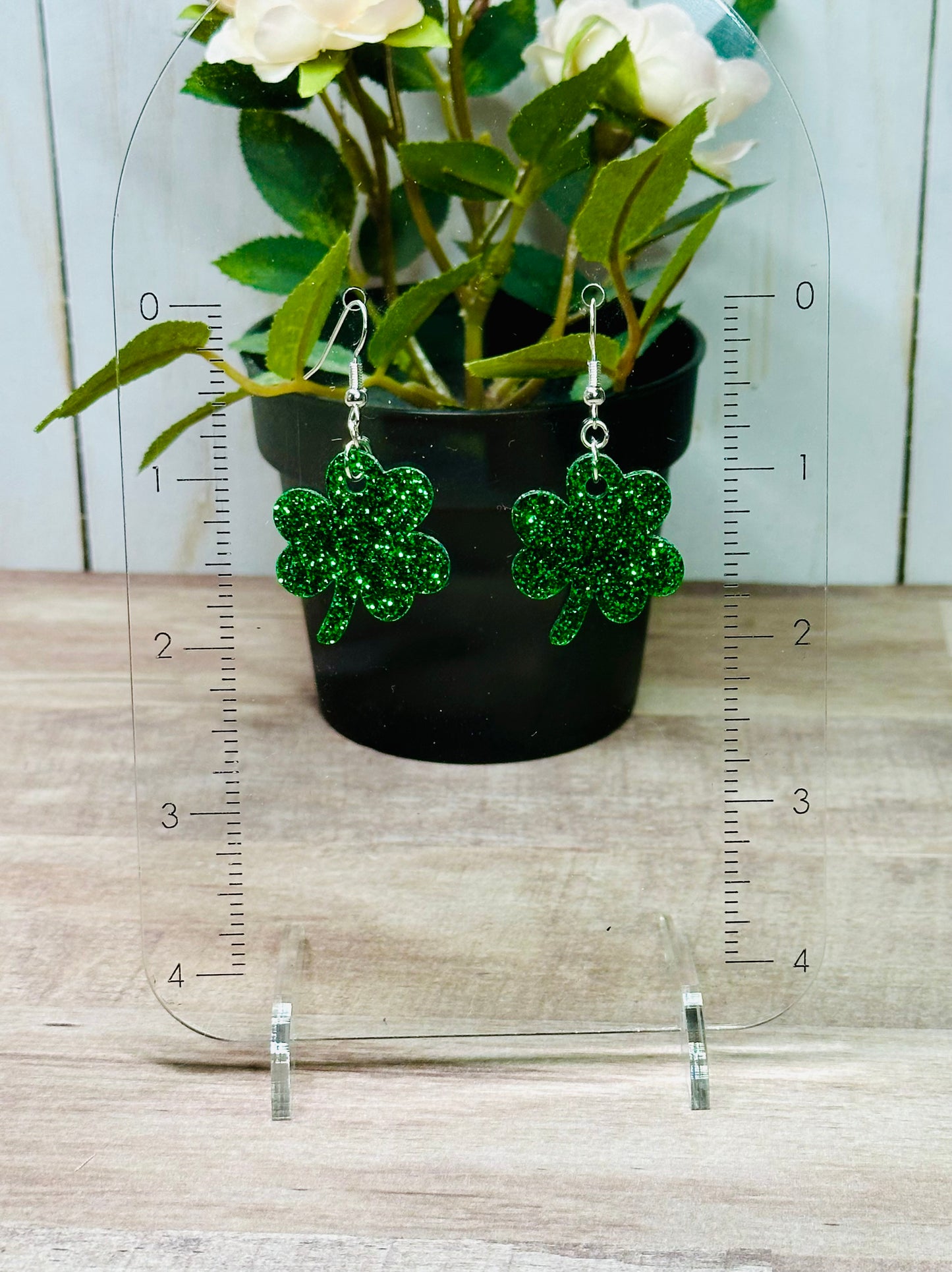 Sparkling 3 Leaf Shamrock Earrings